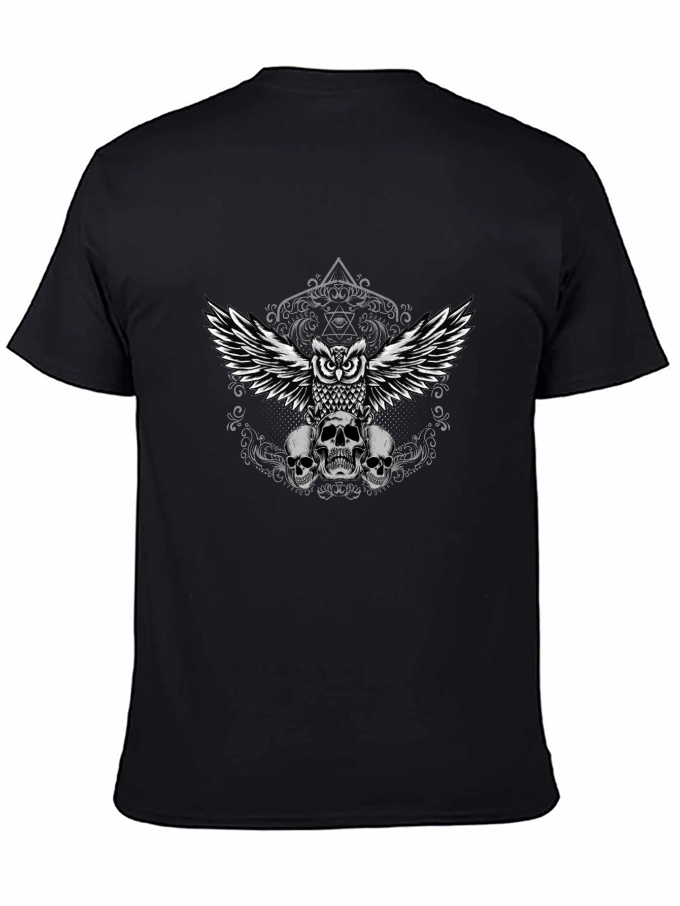 Owl and Skulls Graphic Tee - Mens Black T-Shirt