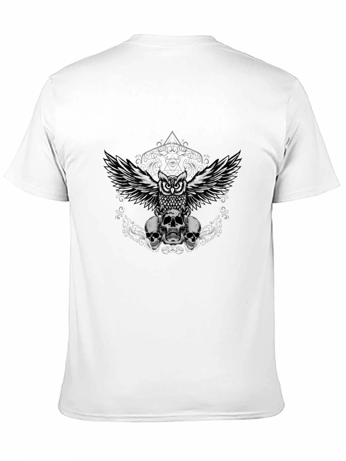 Owl and Skulls Graphic Tee - Mens Black T-Shirt