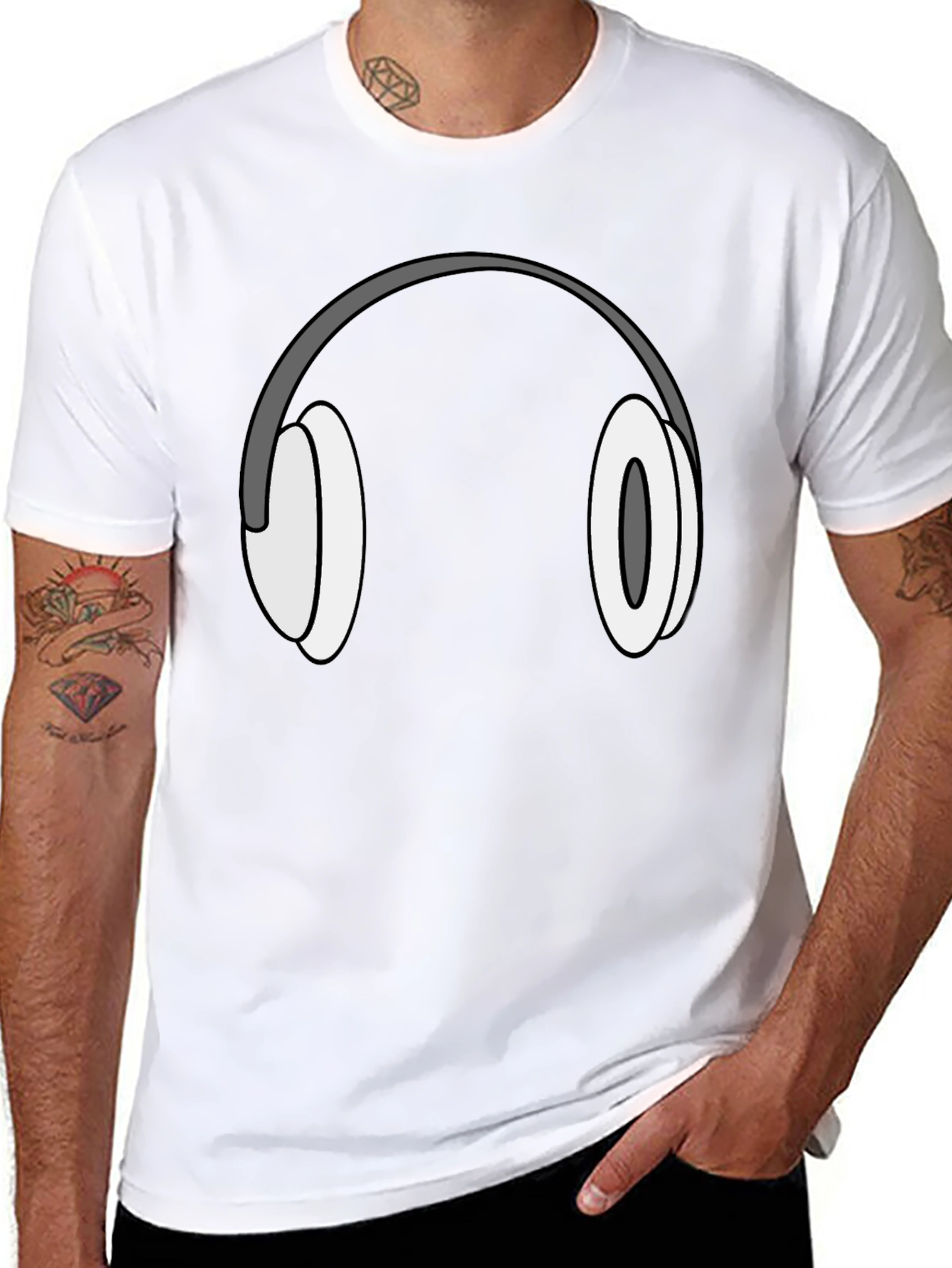 Headphone Graphic T-Shirt - Black Cotton Tee