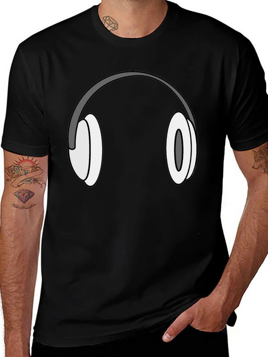 Headphone Graphic T-Shirt - Black Cotton Tee