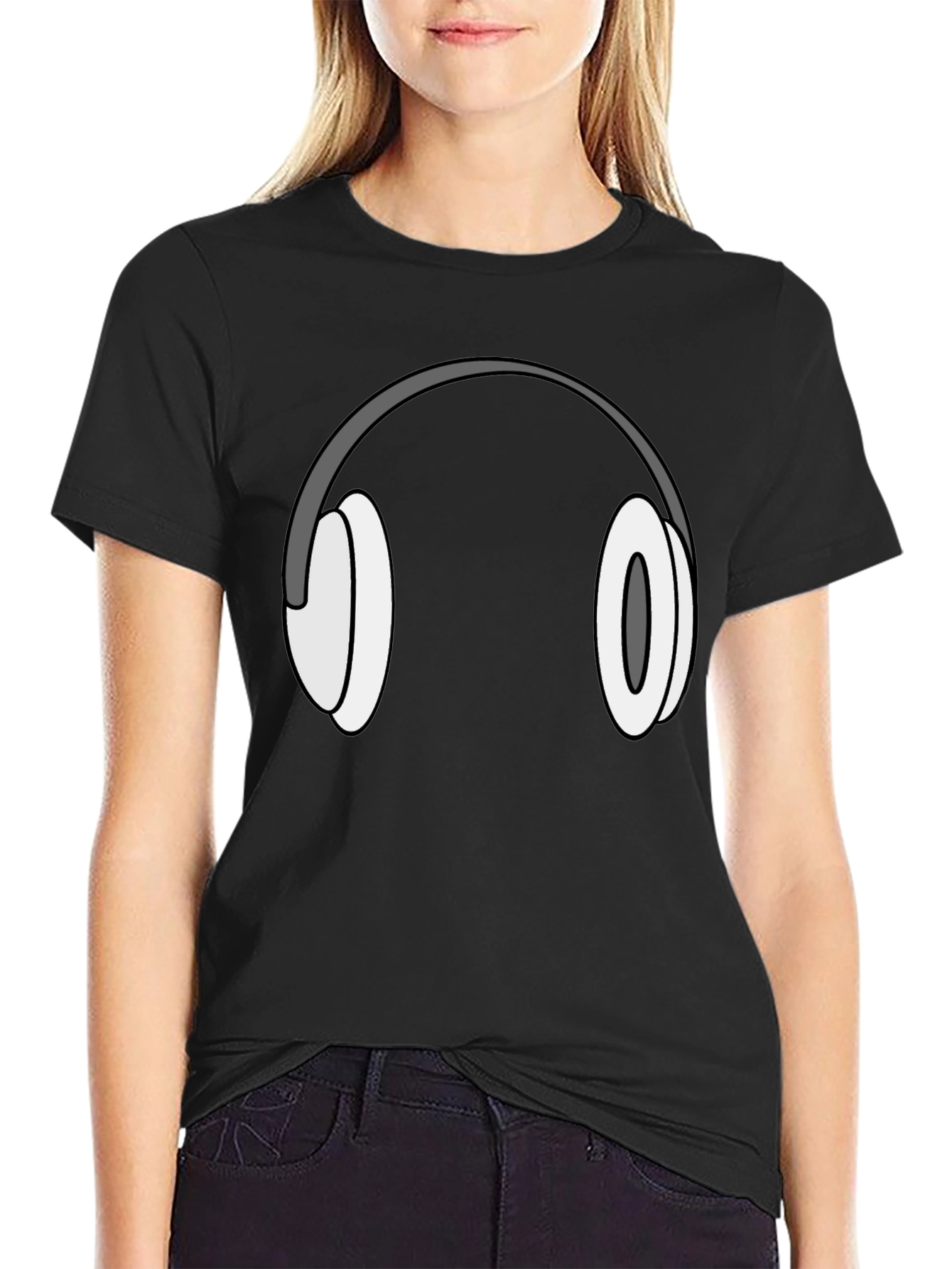 Headphone Graphic T-Shirt - Black Cotton Tee