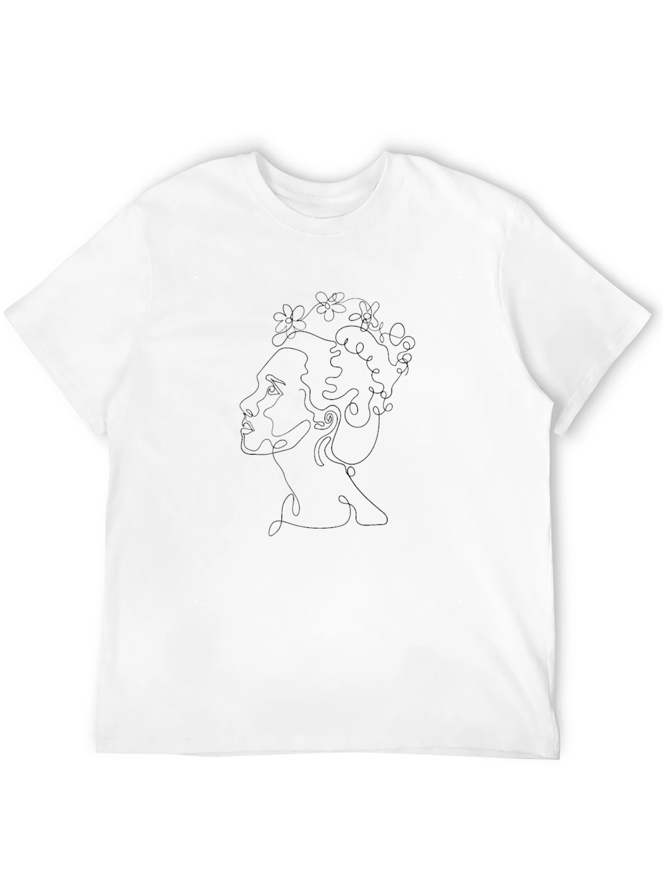 Minimalist Line Art Graphic Tee - Black