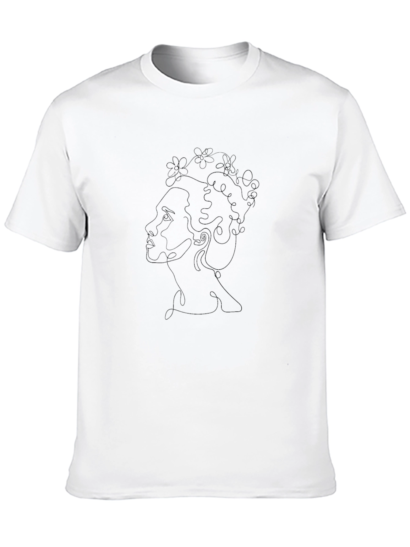 Minimalist Line Art Graphic Tee - Black