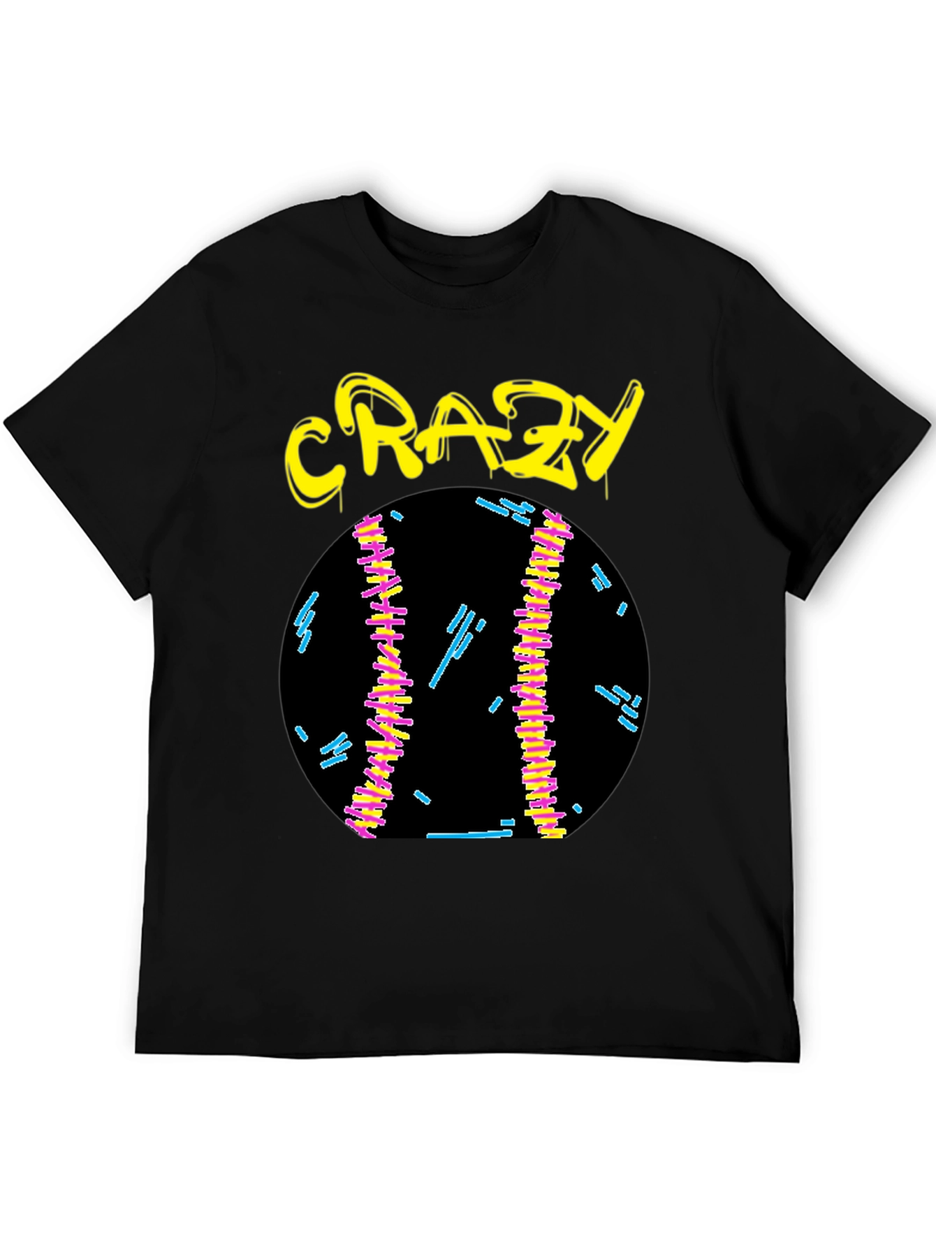 Crazy Graphic Tee - Black Cotton Shirt
