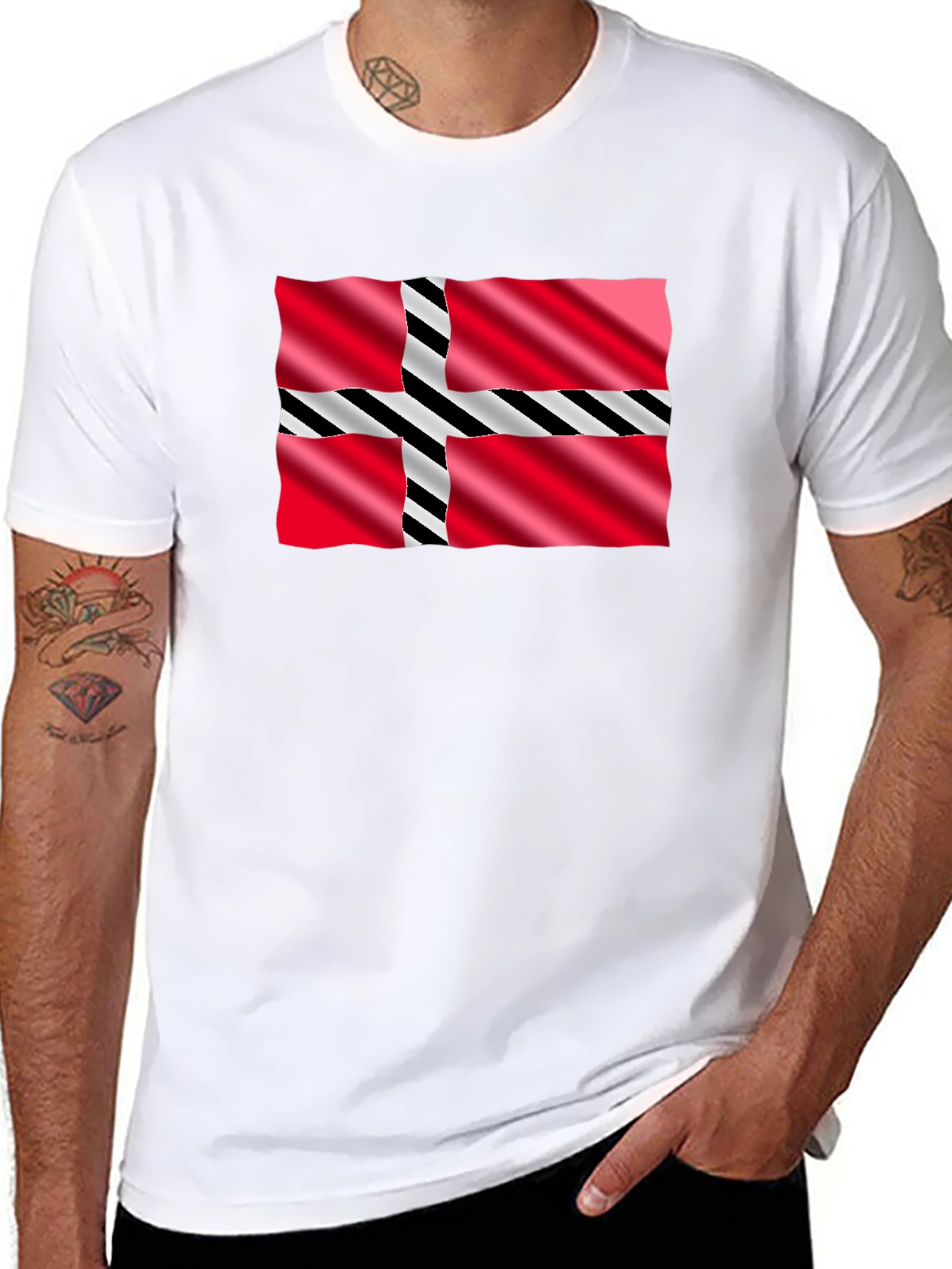 Nordic Flag Graphic Tee - Black Casual T-Shirt