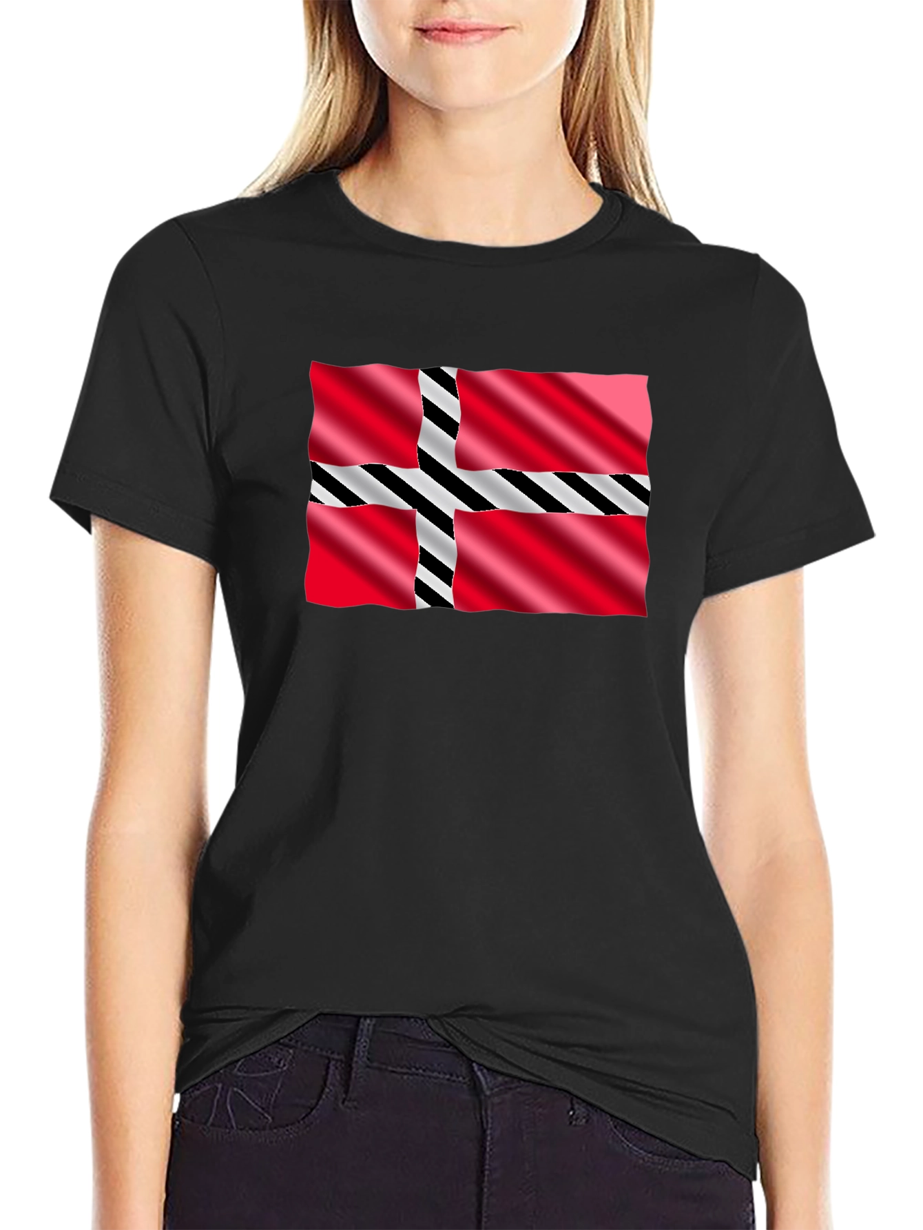 Nordic Flag Graphic Tee - Black Casual T-Shirt