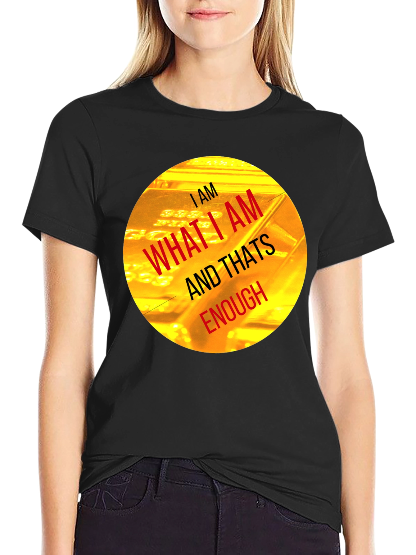 I AM Enough Graphic Tee - Black Crew Neck