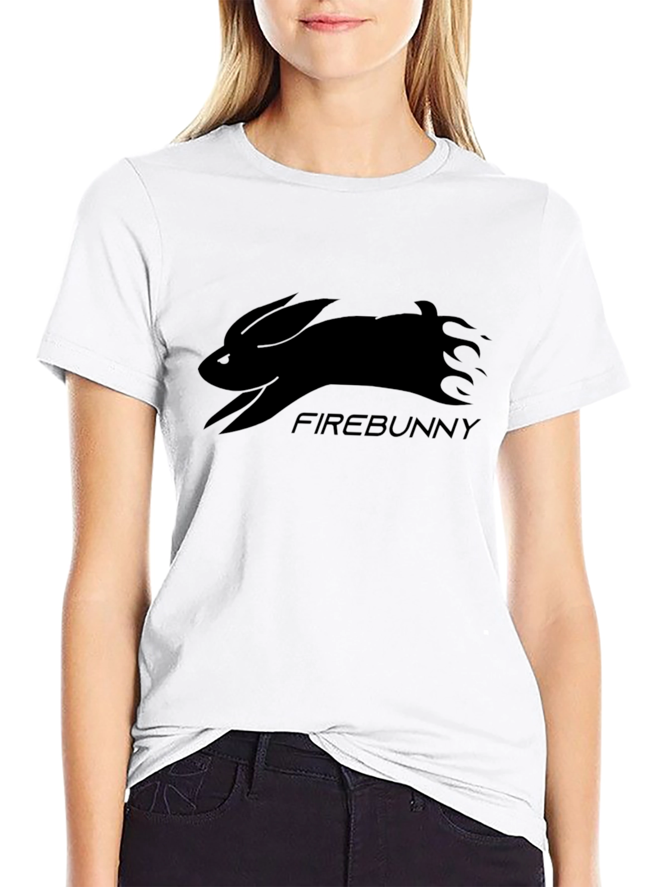 FireBunny Graphic T-Shirt - Sleek Black Cotton Tee