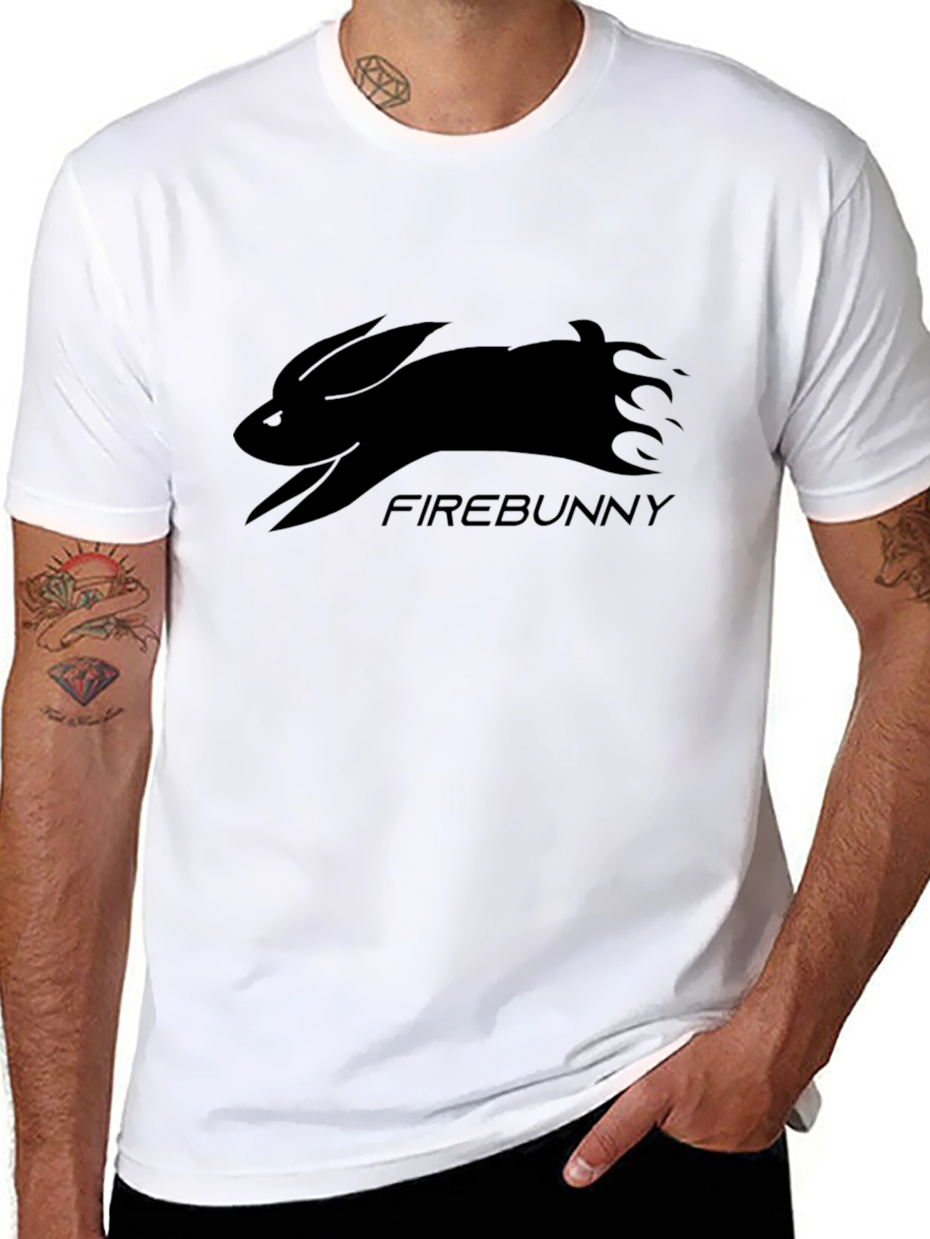 FireBunny Graphic T-Shirt - Sleek Black Cotton Tee