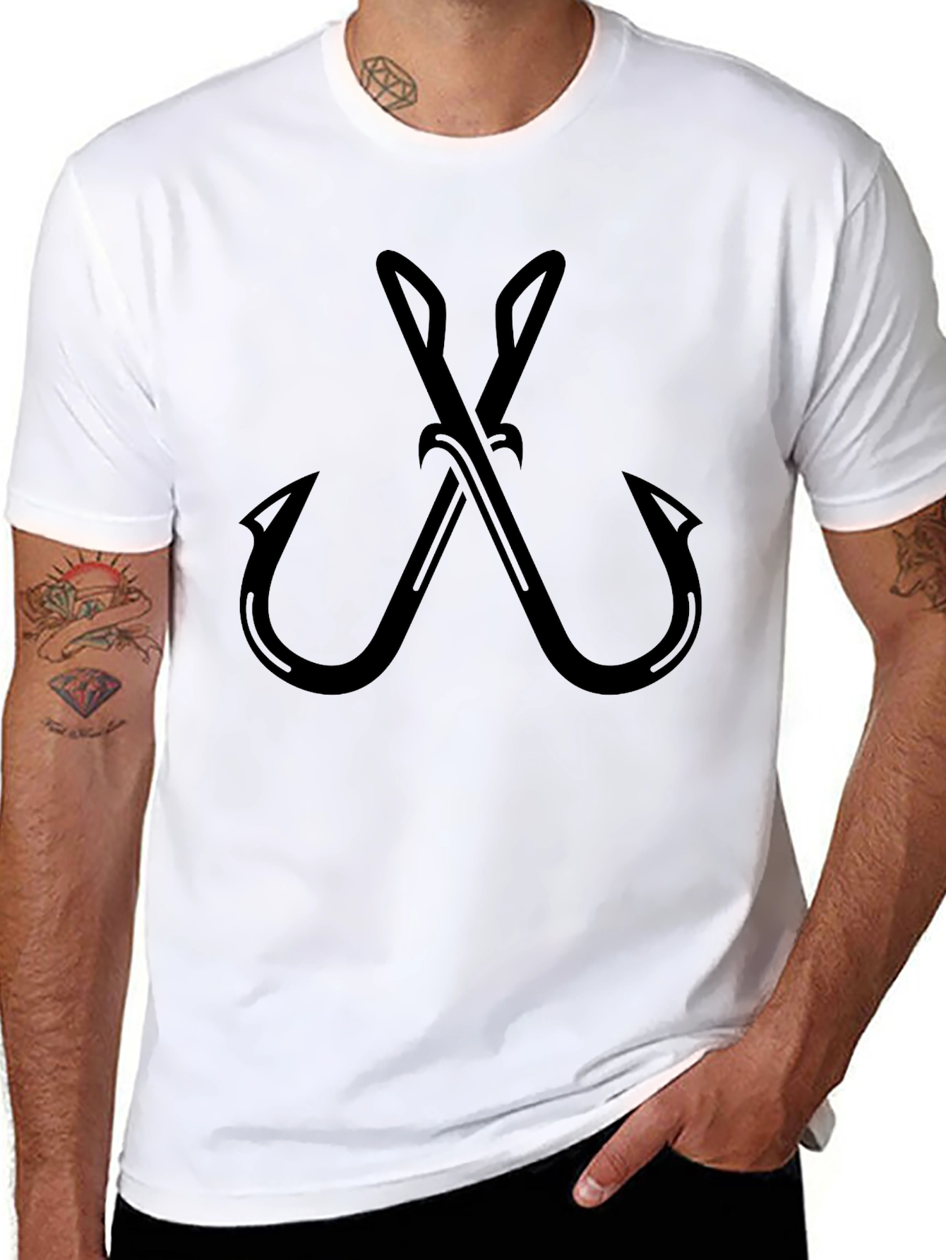 Fishing Hooks Graphic T-Shirt - Black