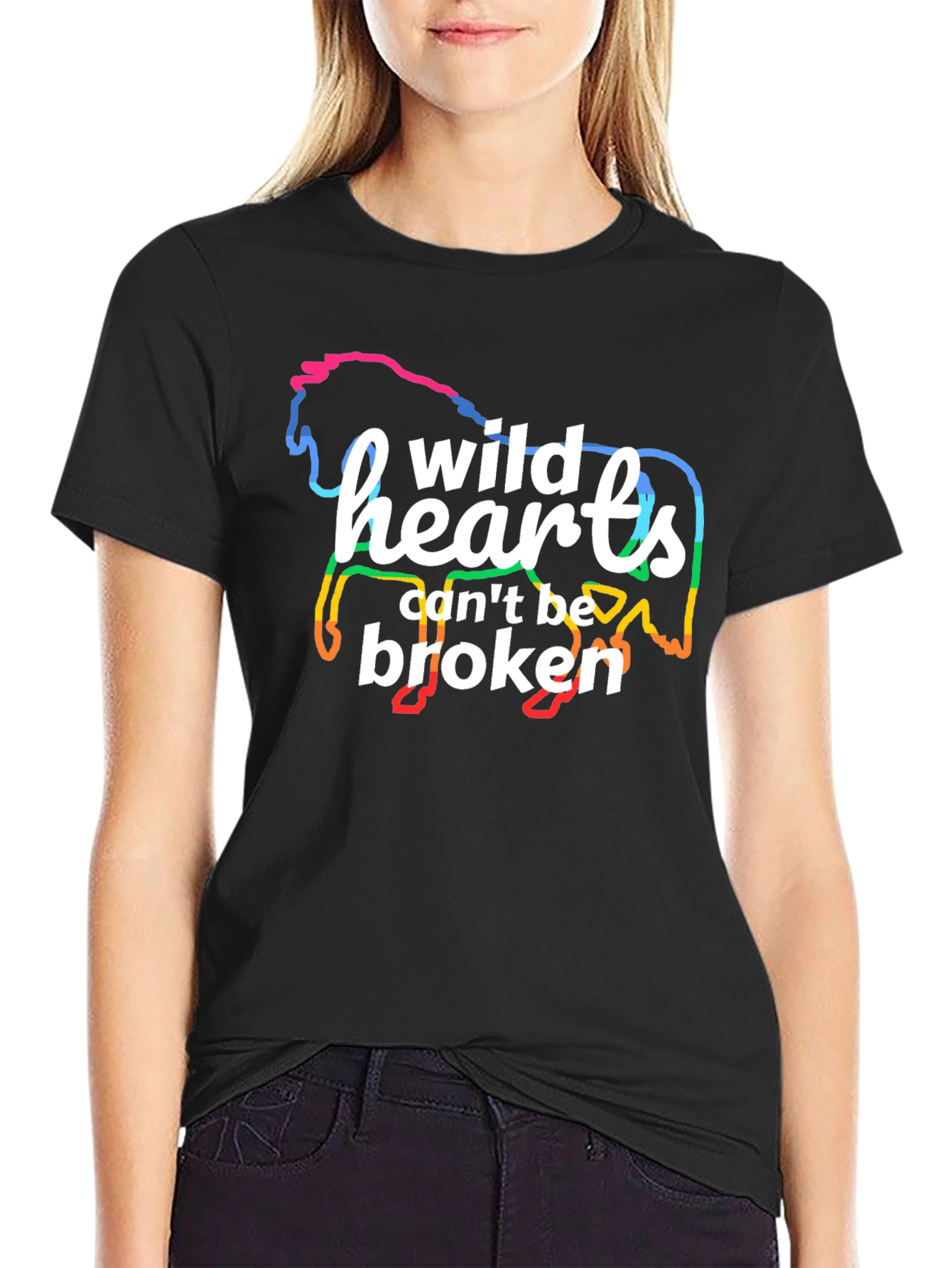 Wild Hearts Horse Graphic T-Shirt - Black