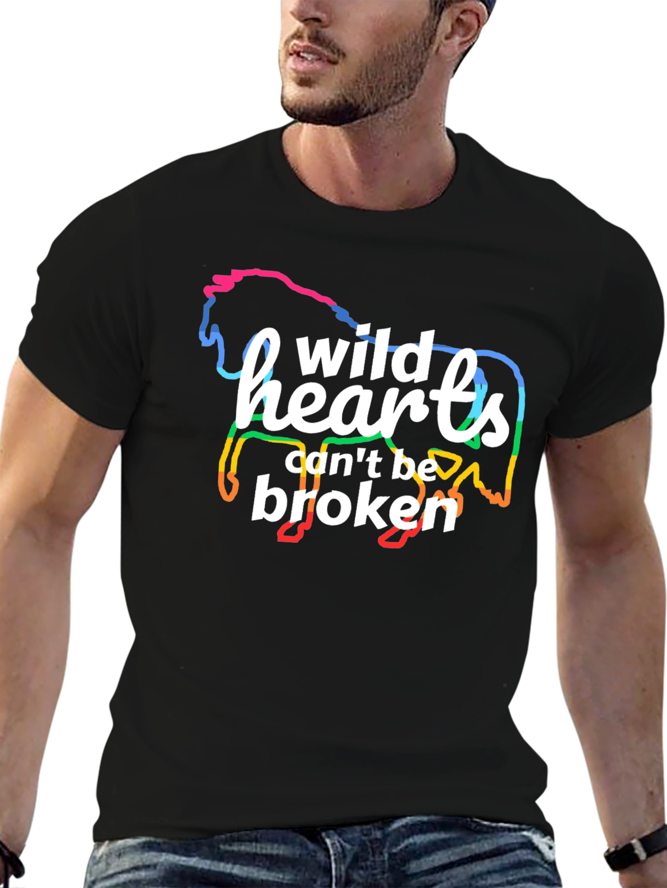 Wild Hearts Horse Graphic T-Shirt - Black