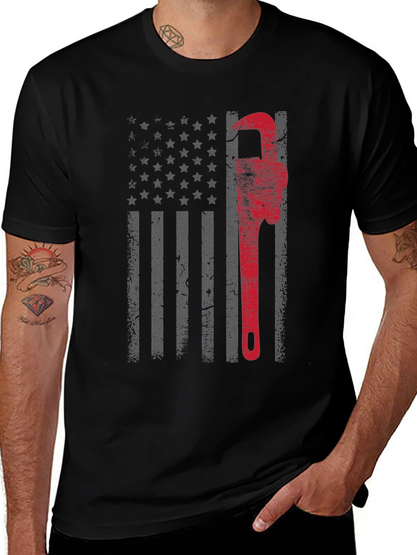 Plumber American Flag Graphic Tee