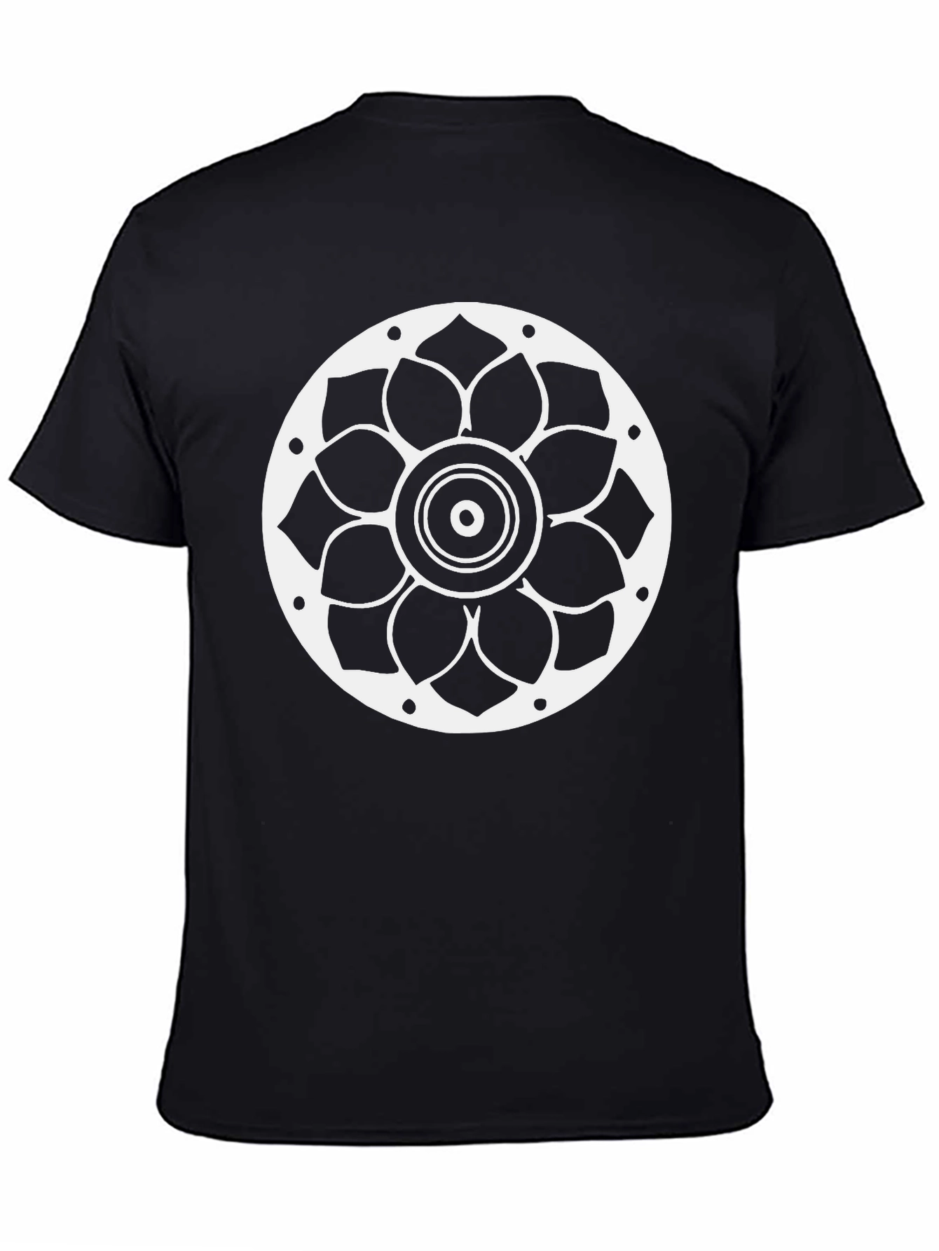 Lotus Mandala Graphic Print Black T-Shirt