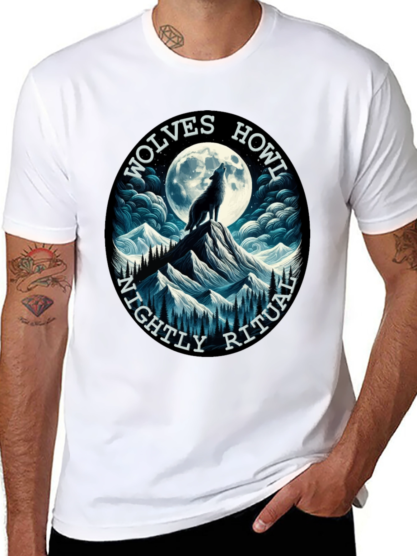 Wolves Howl Nightly Ritual Black Graphic T-Shirt