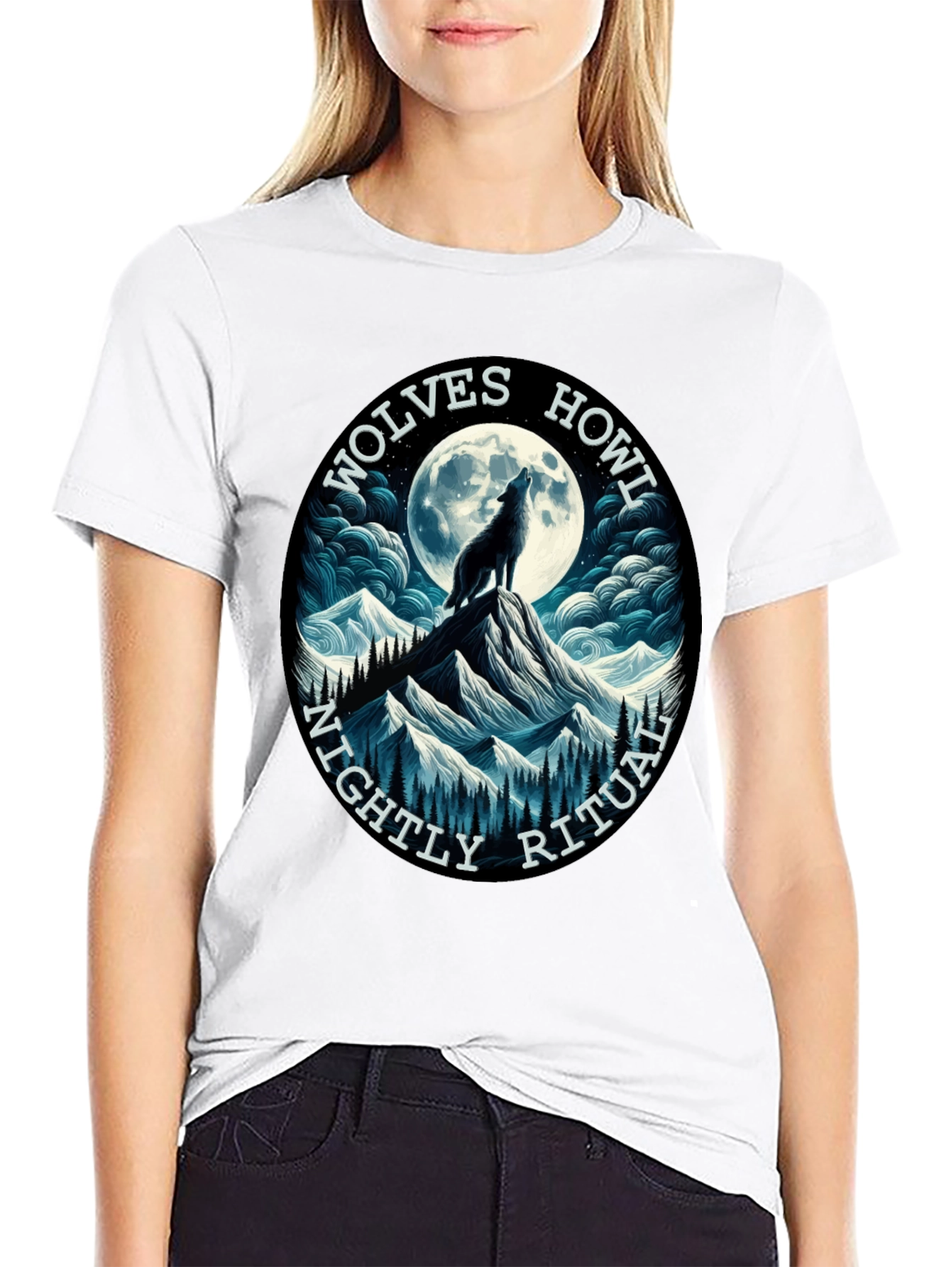 Wolves Howl Nightly Ritual Black Graphic T-Shirt