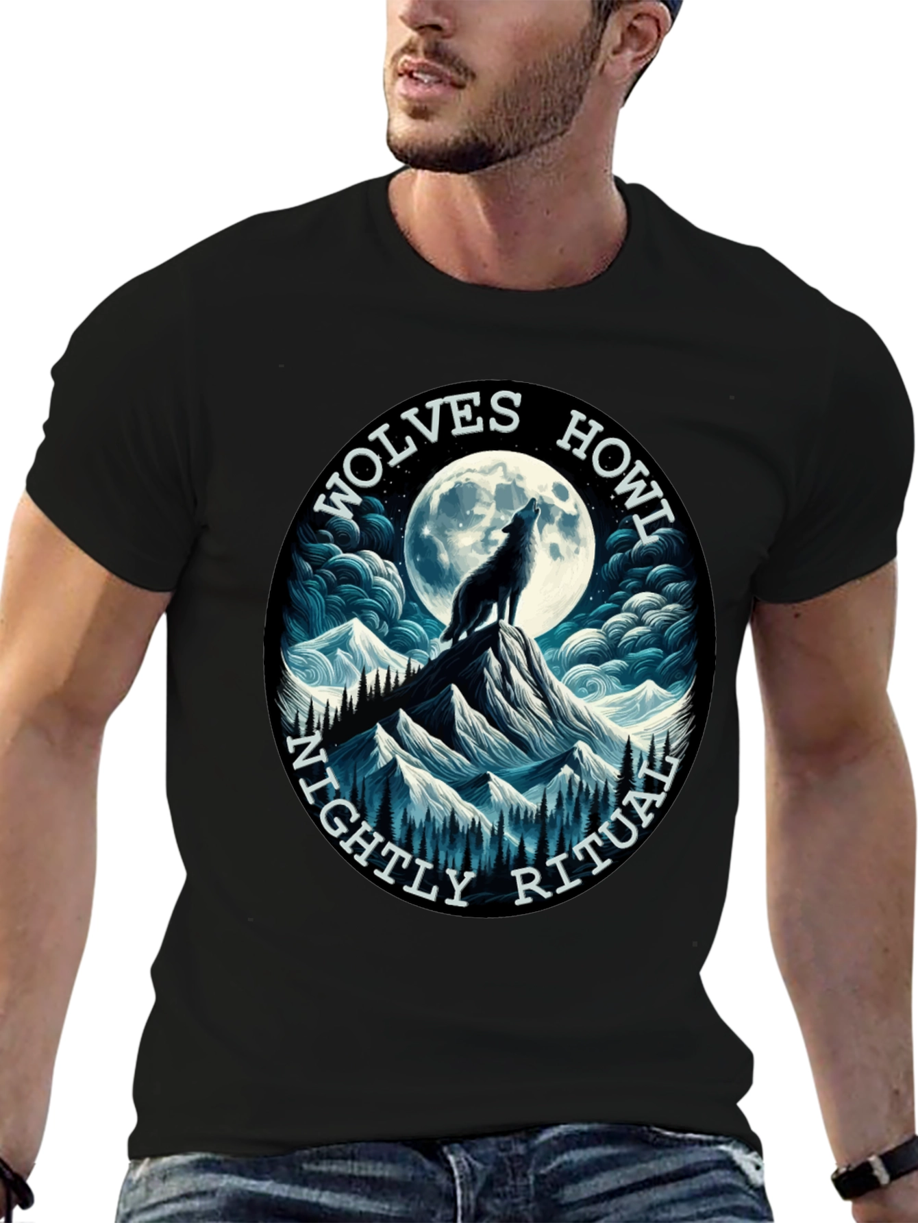 Wolves Howl Nightly Ritual Black Graphic T-Shirt