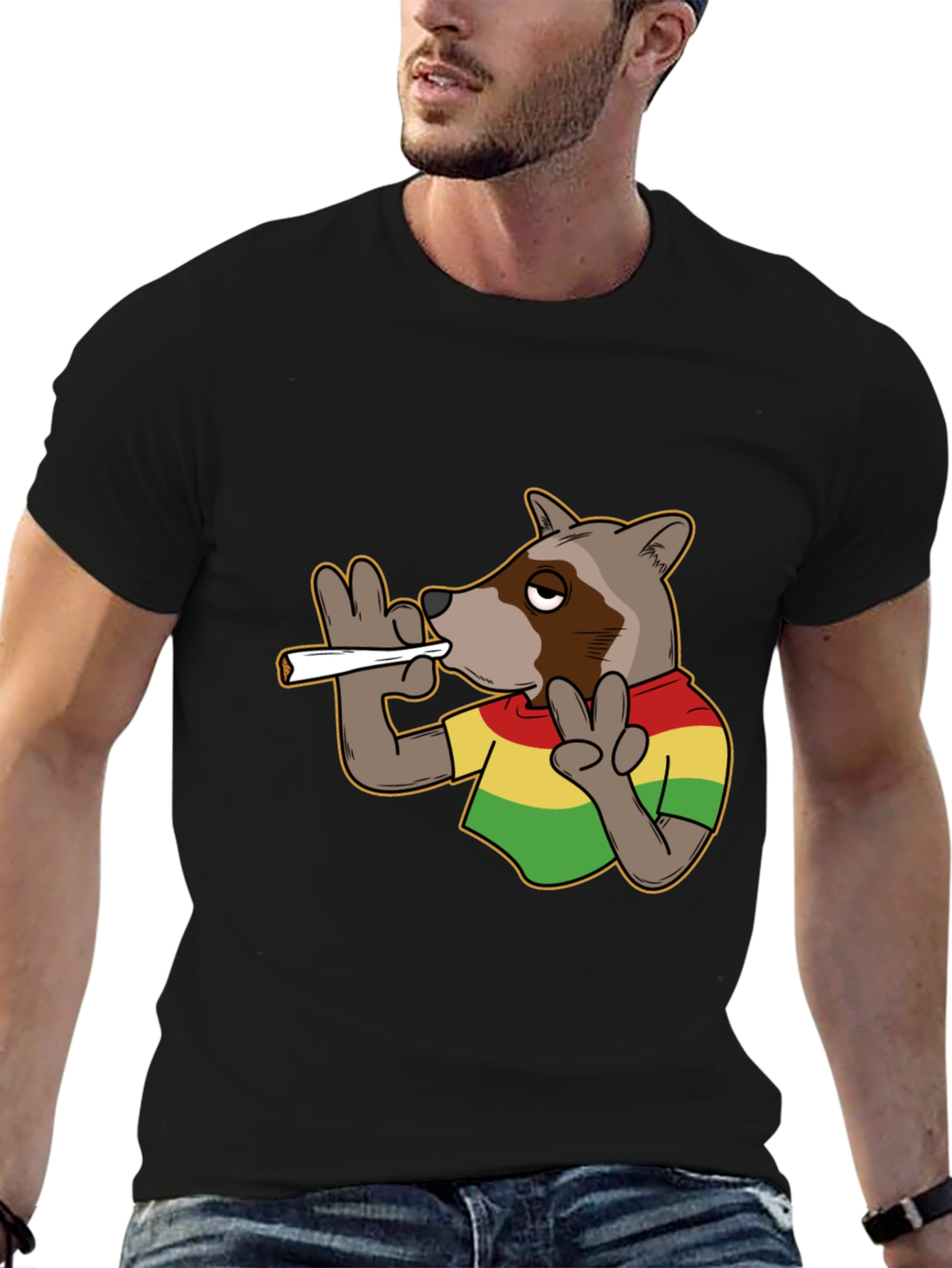 Cool Rasta Raccoon T-Shirt - Relaxed Fit
