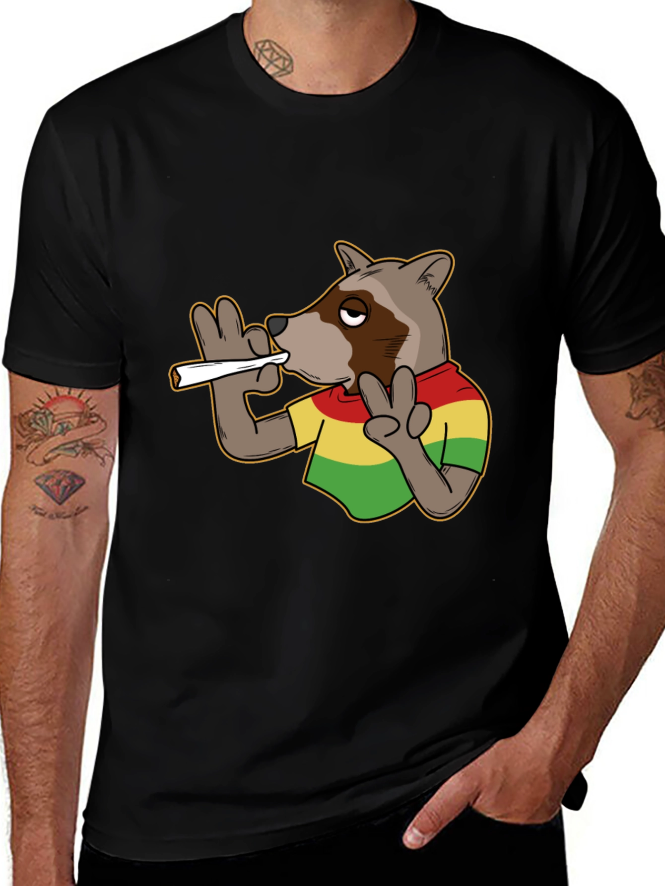 Cool Rasta Raccoon T-Shirt - Relaxed Fit