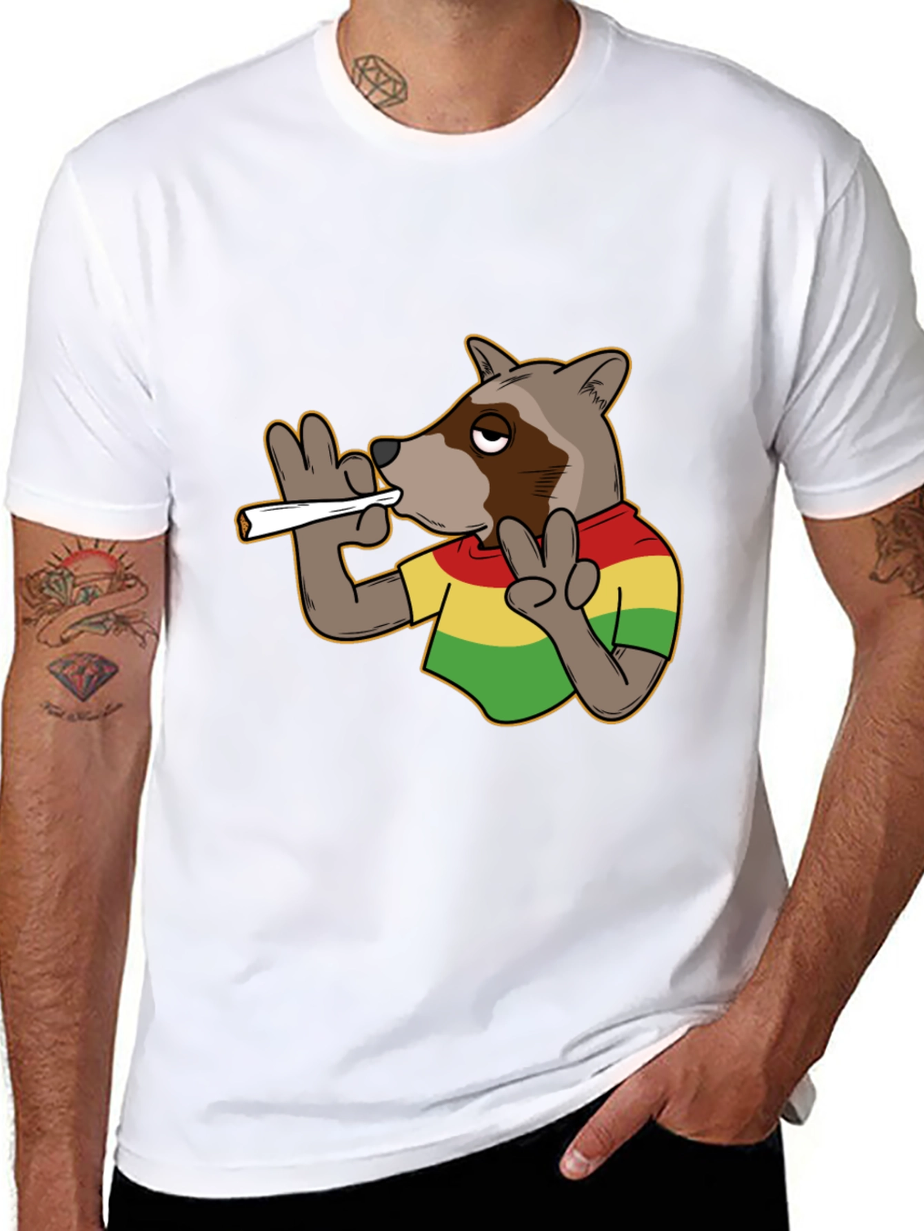 Cool Rasta Raccoon T-Shirt - Relaxed Fit