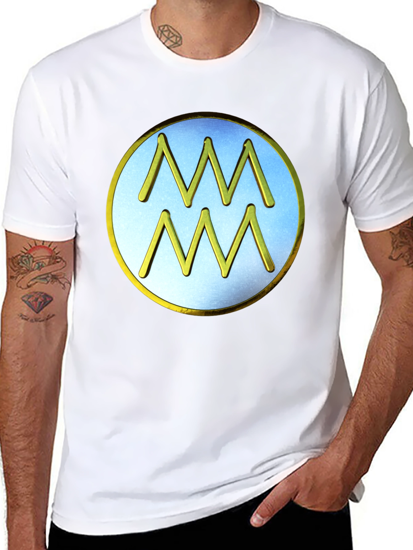Aquarius Zodiac Sign T-Shirt - Black