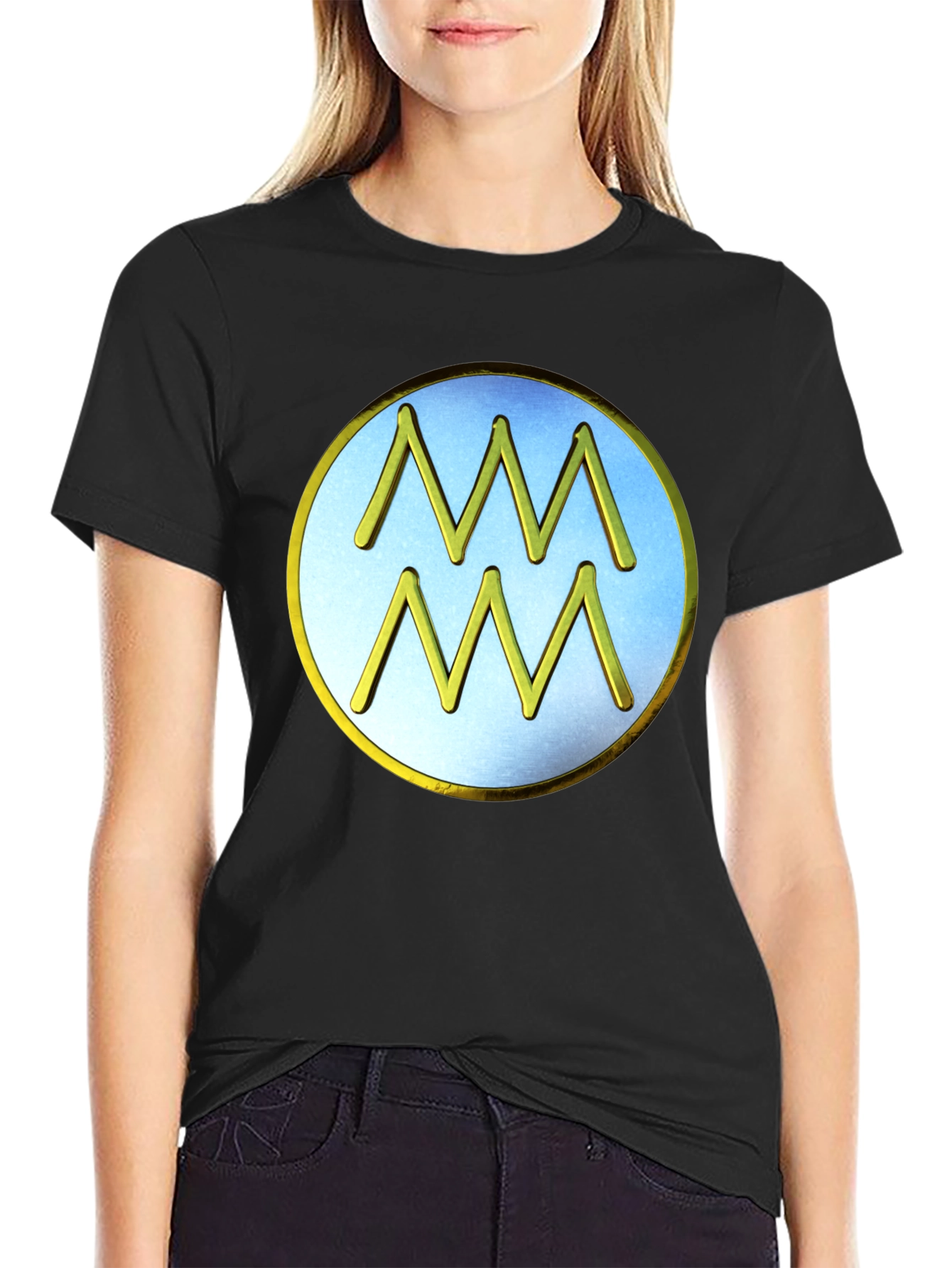 Aquarius Zodiac Sign T-Shirt - Black