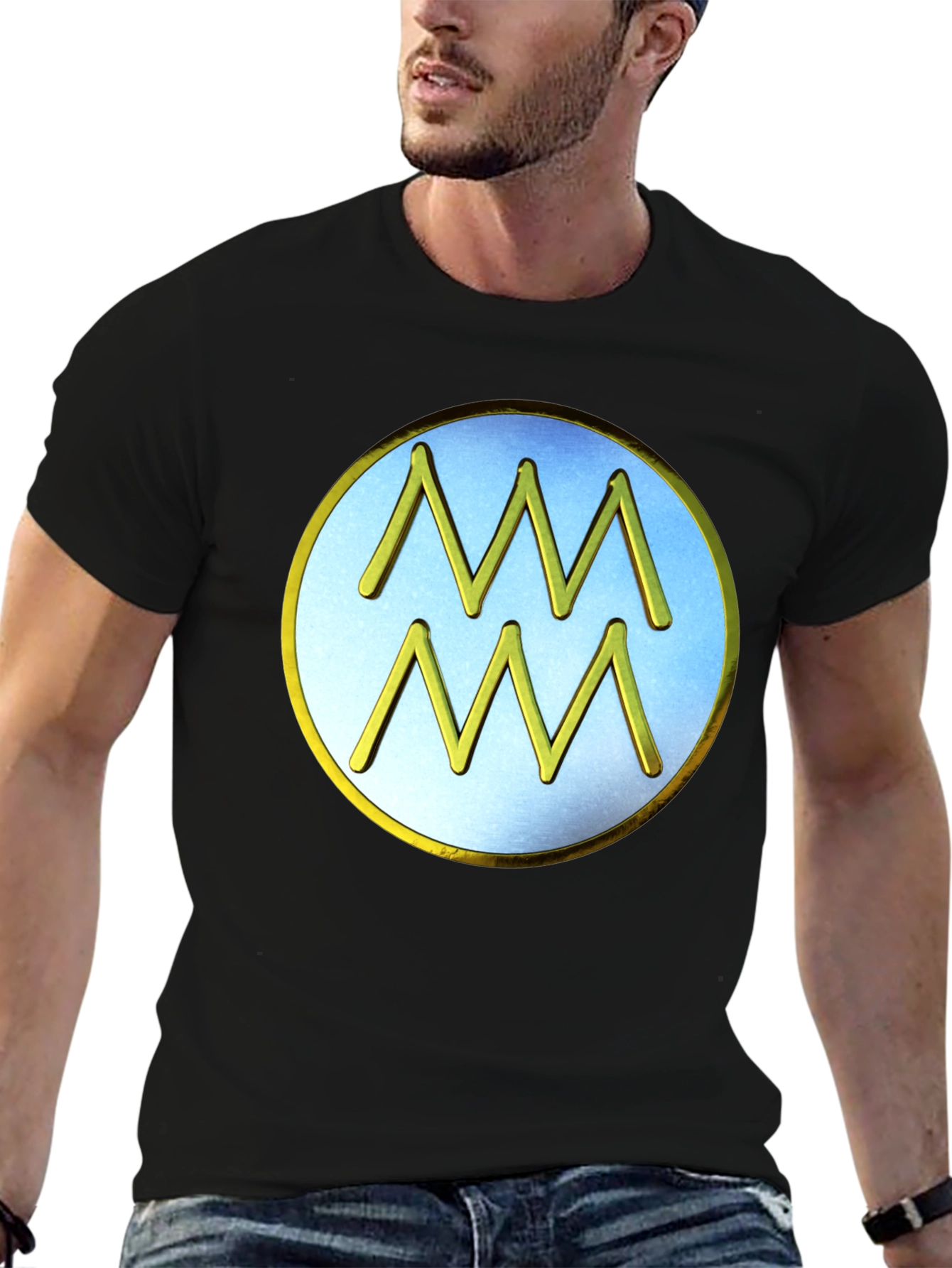 Aquarius Zodiac Sign T-Shirt - Black