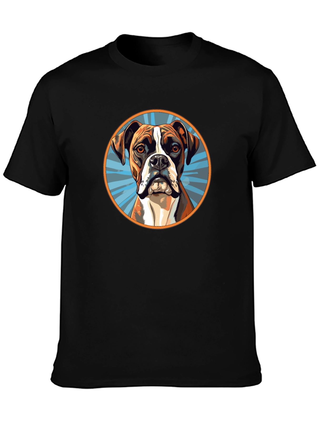 Boxer Dog Graphic Tee - Black Cotton Blend