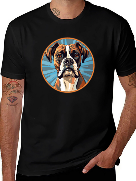 Boxer Dog Graphic Tee - Black Cotton Blend