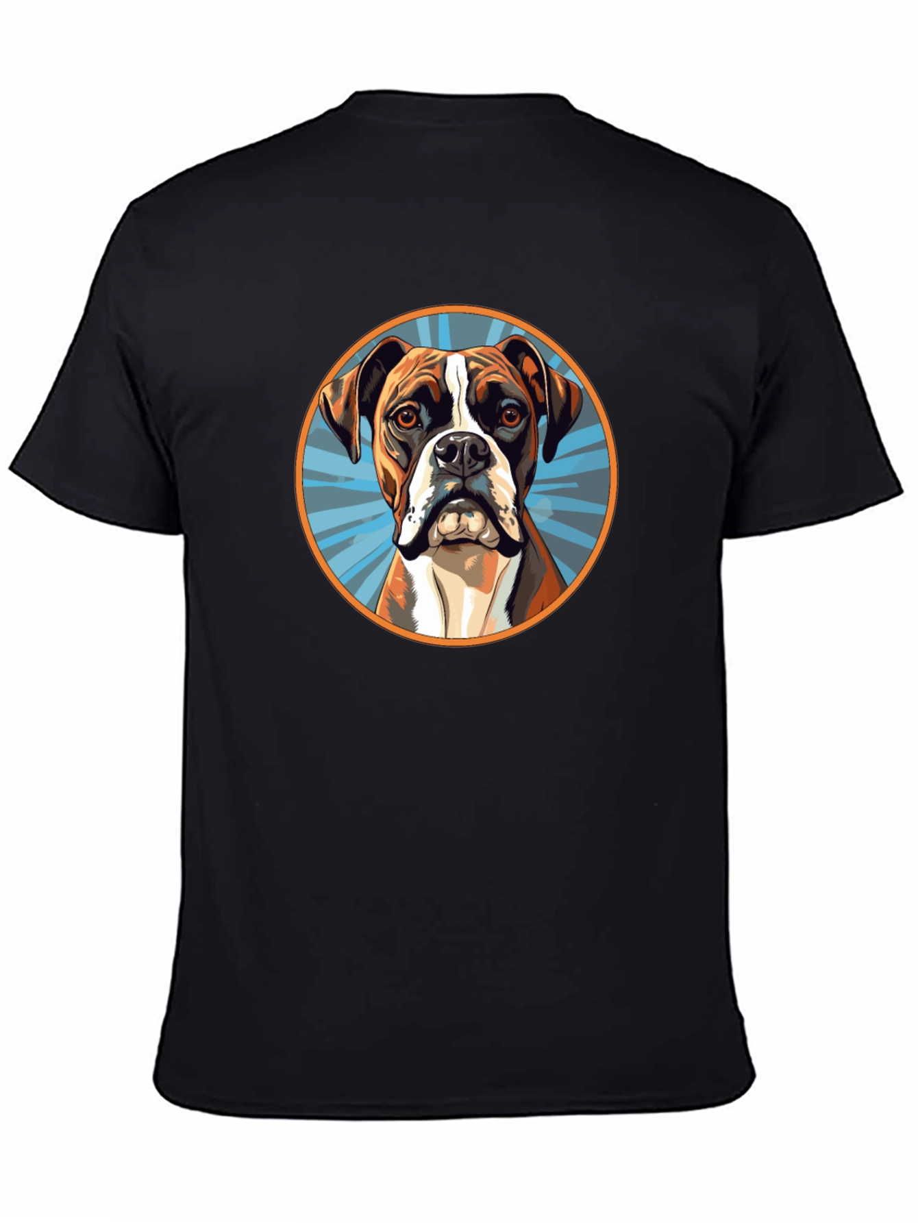 Boxer Dog Graphic Tee - Black Cotton Blend