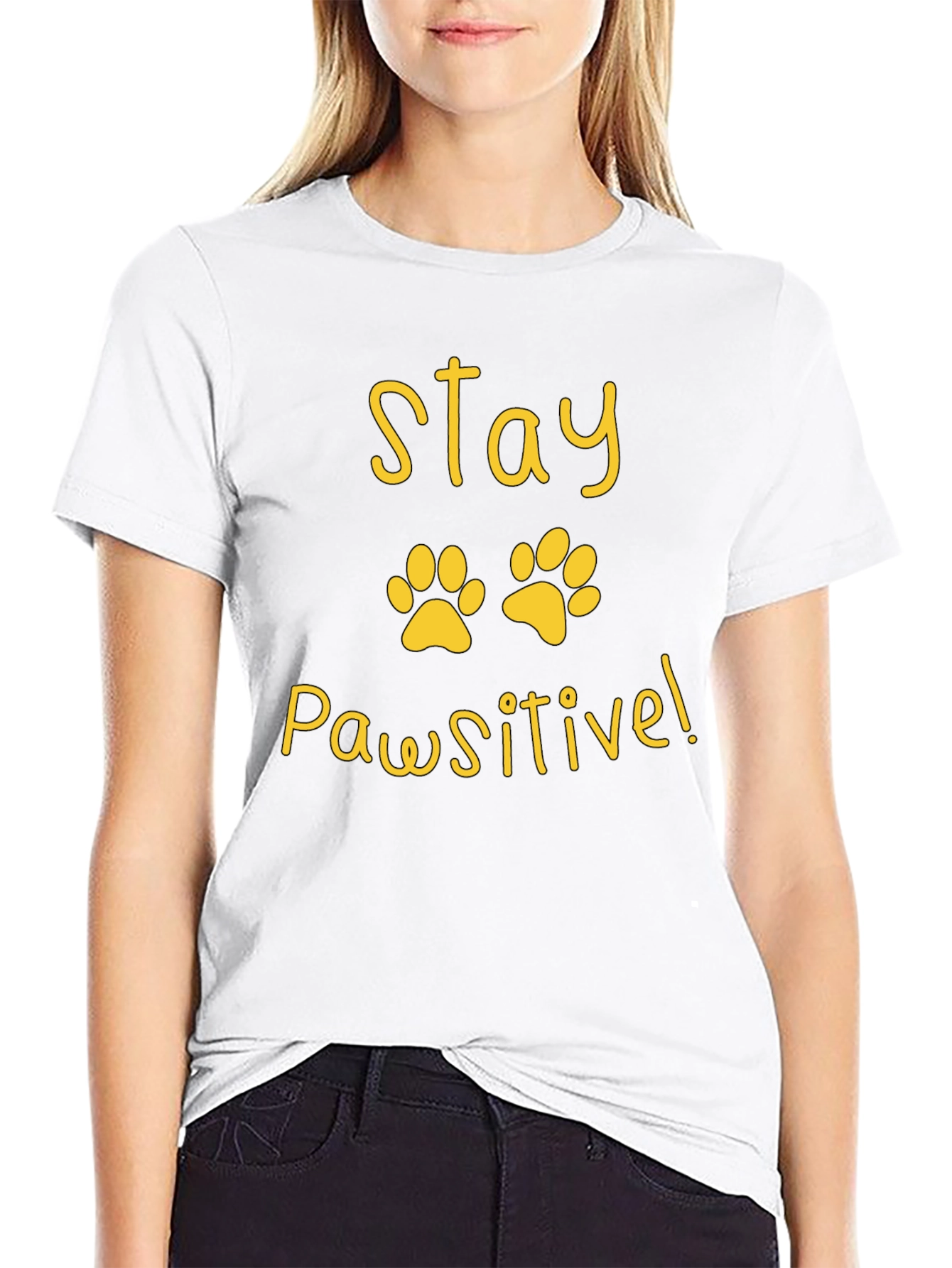 Stay Pawsitive Black T-Shirt