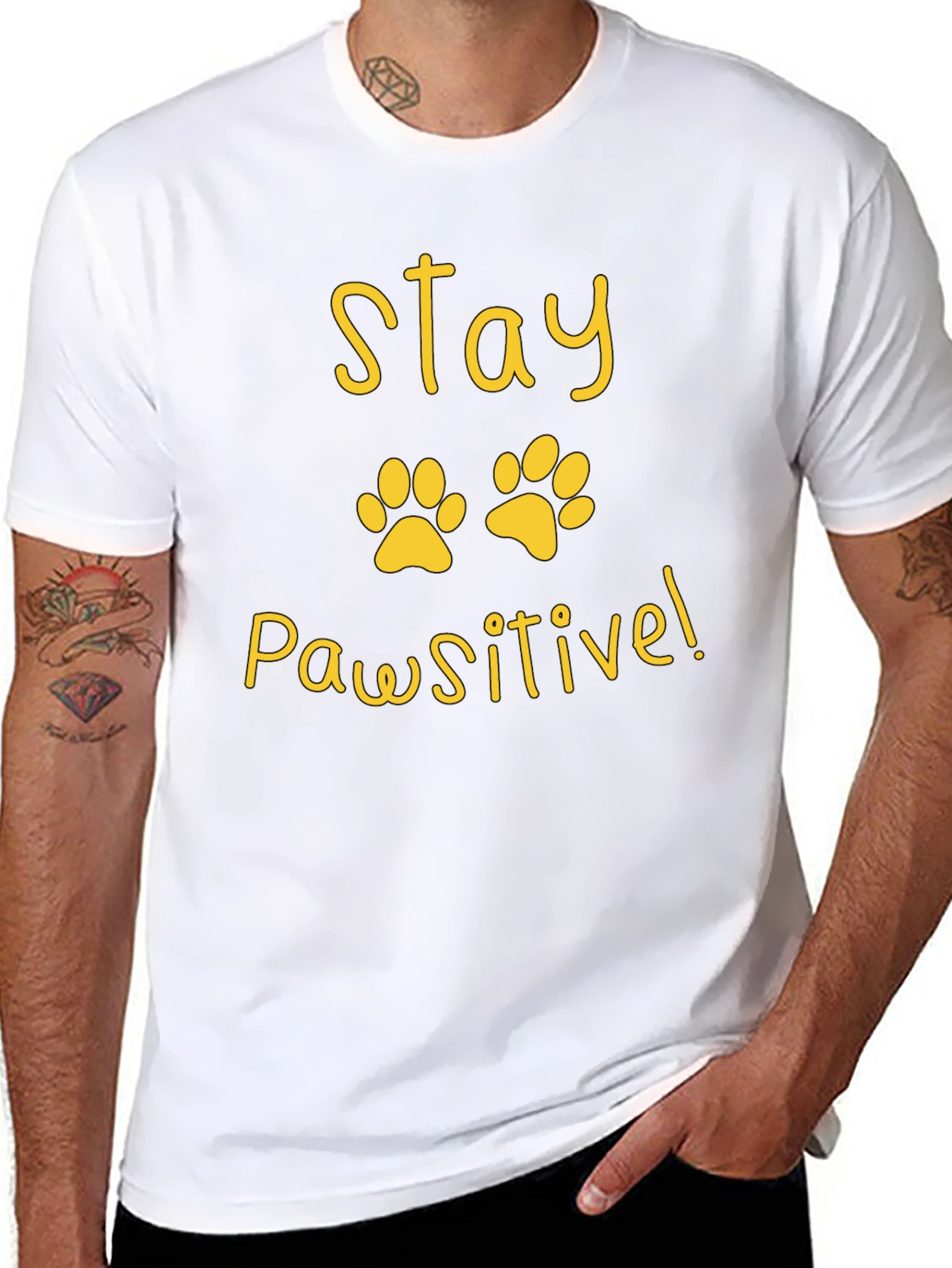 Stay Pawsitive Black T-Shirt