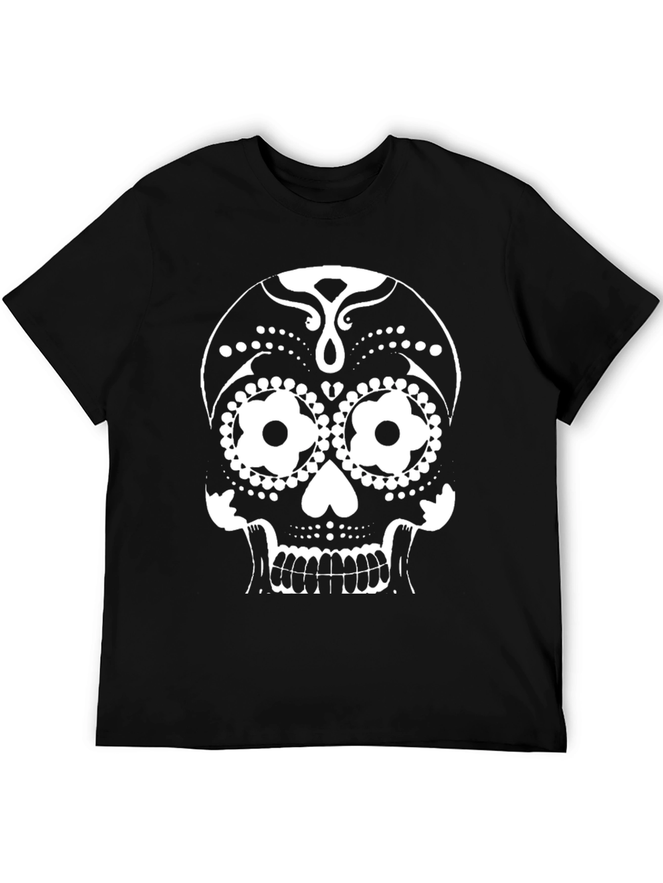 Sugar Skull Graphic Tee - Black Cotton T-Shirt