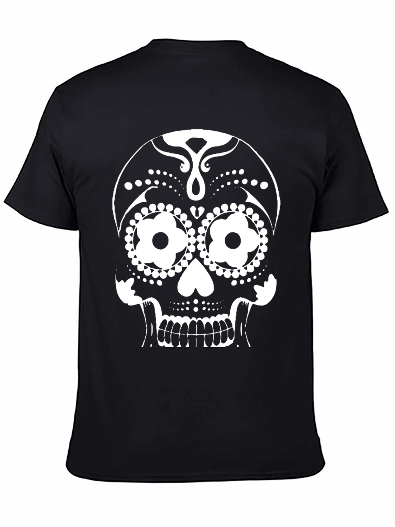 Sugar Skull Graphic Tee - Black Cotton T-Shirt