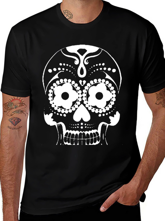 Sugar Skull Graphic Tee - Black Cotton T-Shirt