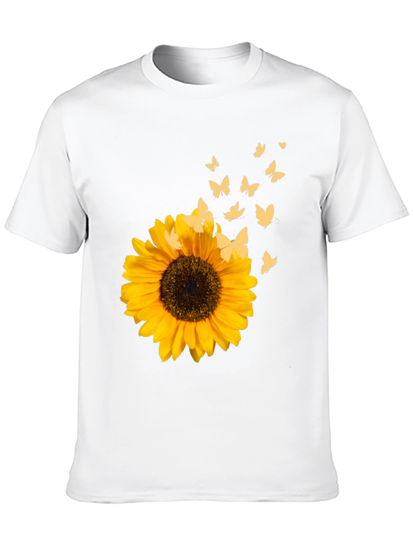 Sunflower & Butterfly Black T-Shirt