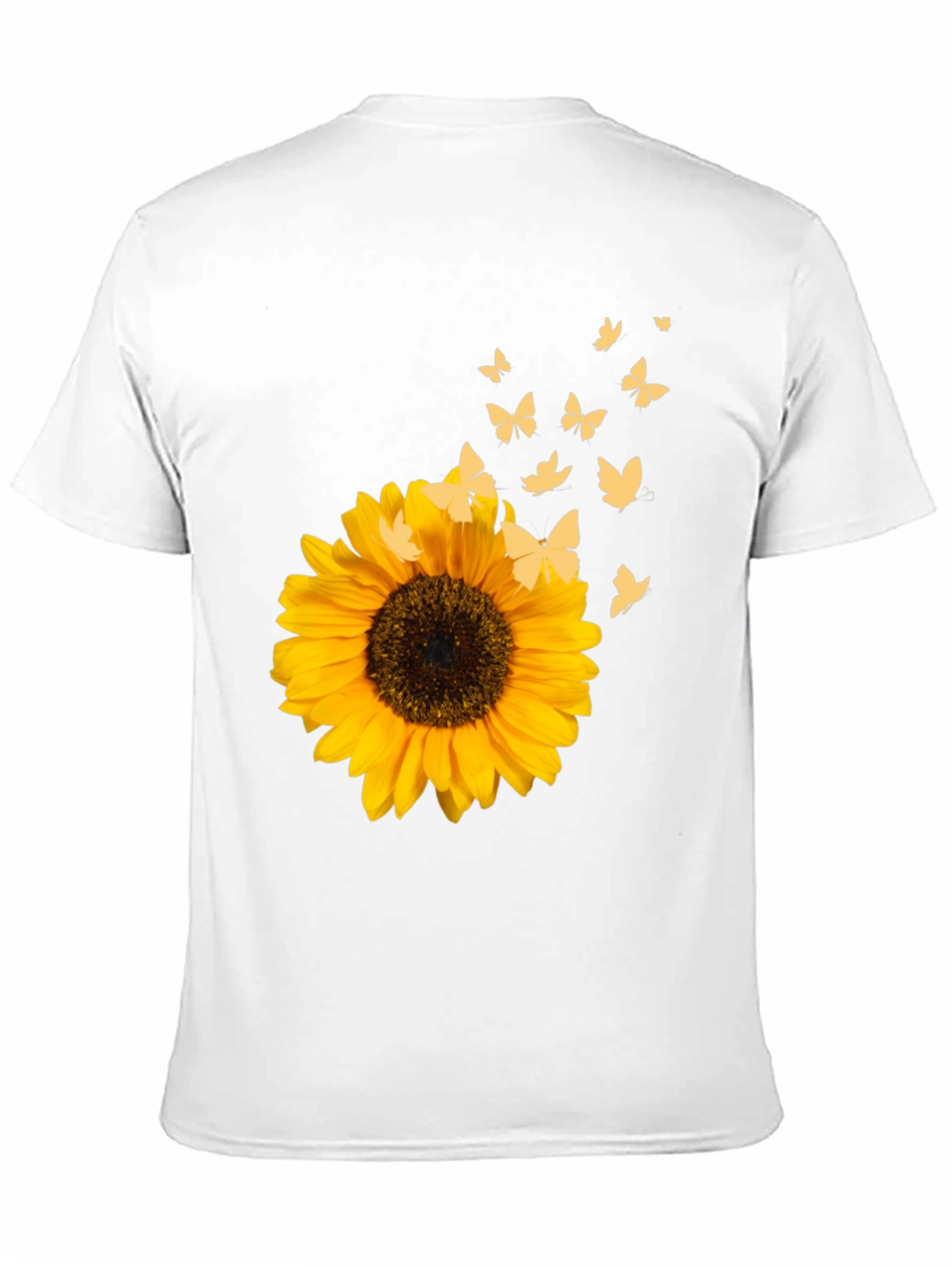 Sunflower & Butterfly Black T-Shirt