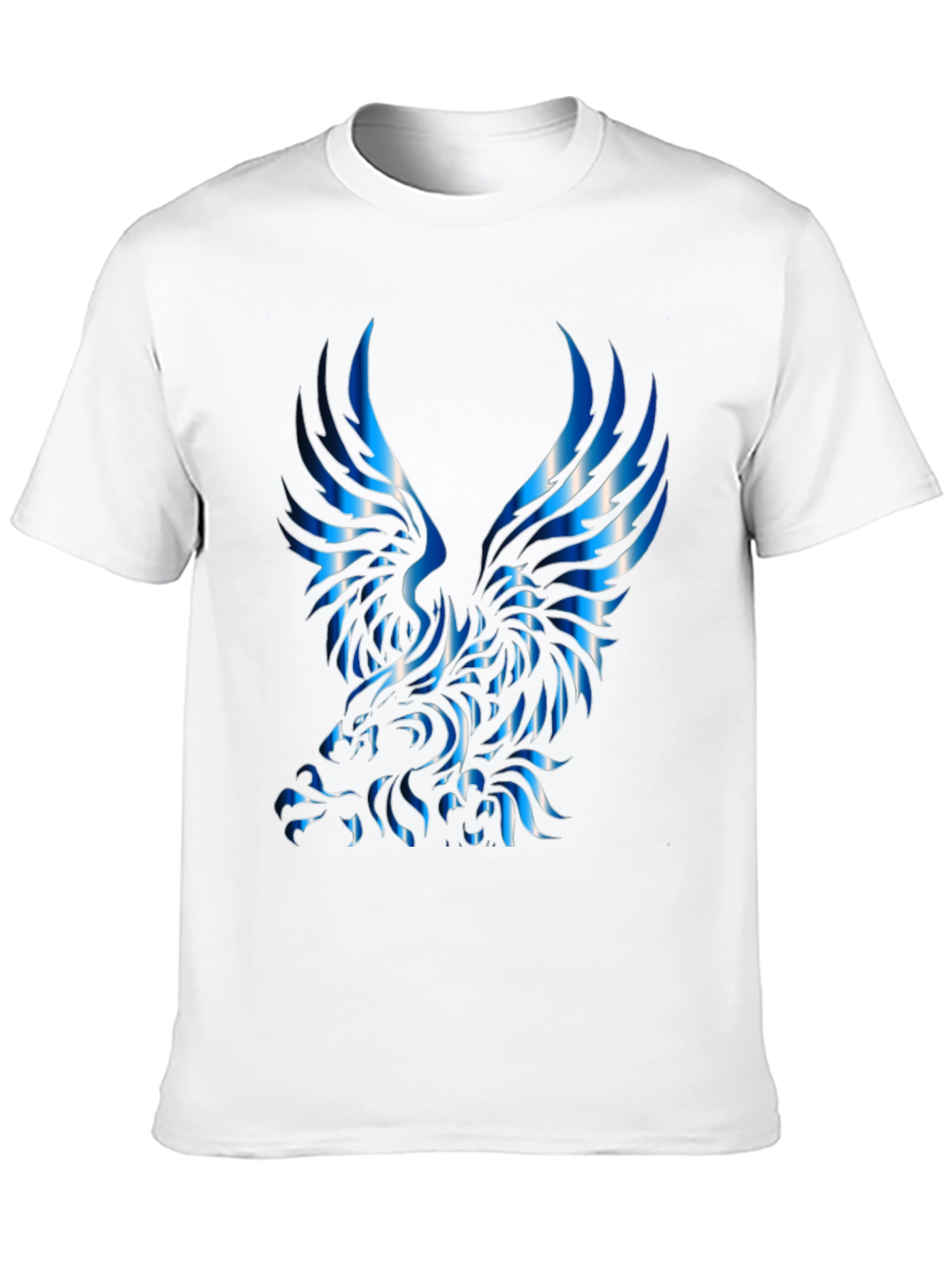 Mens Black T-Shirt with Blue Eagle Design