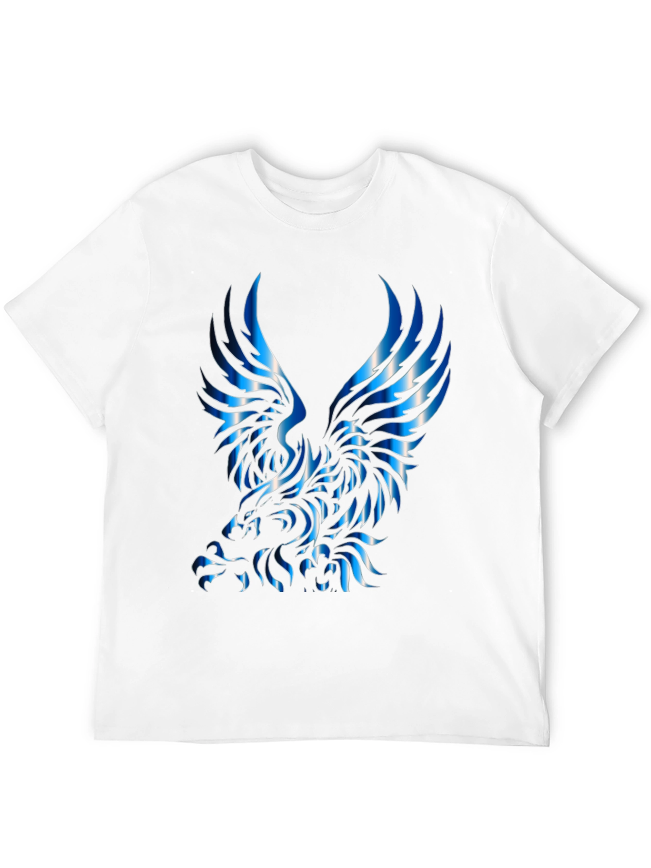 Mens Black T-Shirt with Blue Eagle Design