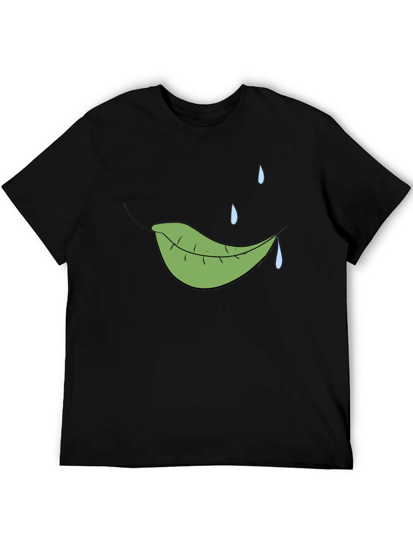 Leaf and Rain Graphic Tee - Black Cotton Shirt