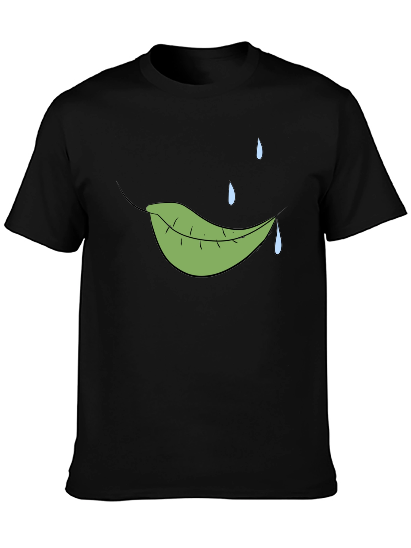 Leaf and Rain Graphic Tee - Black Cotton Shirt