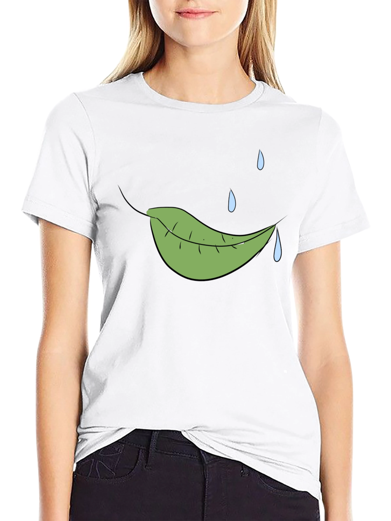 Leaf and Rain Graphic Tee - Black Cotton Shirt