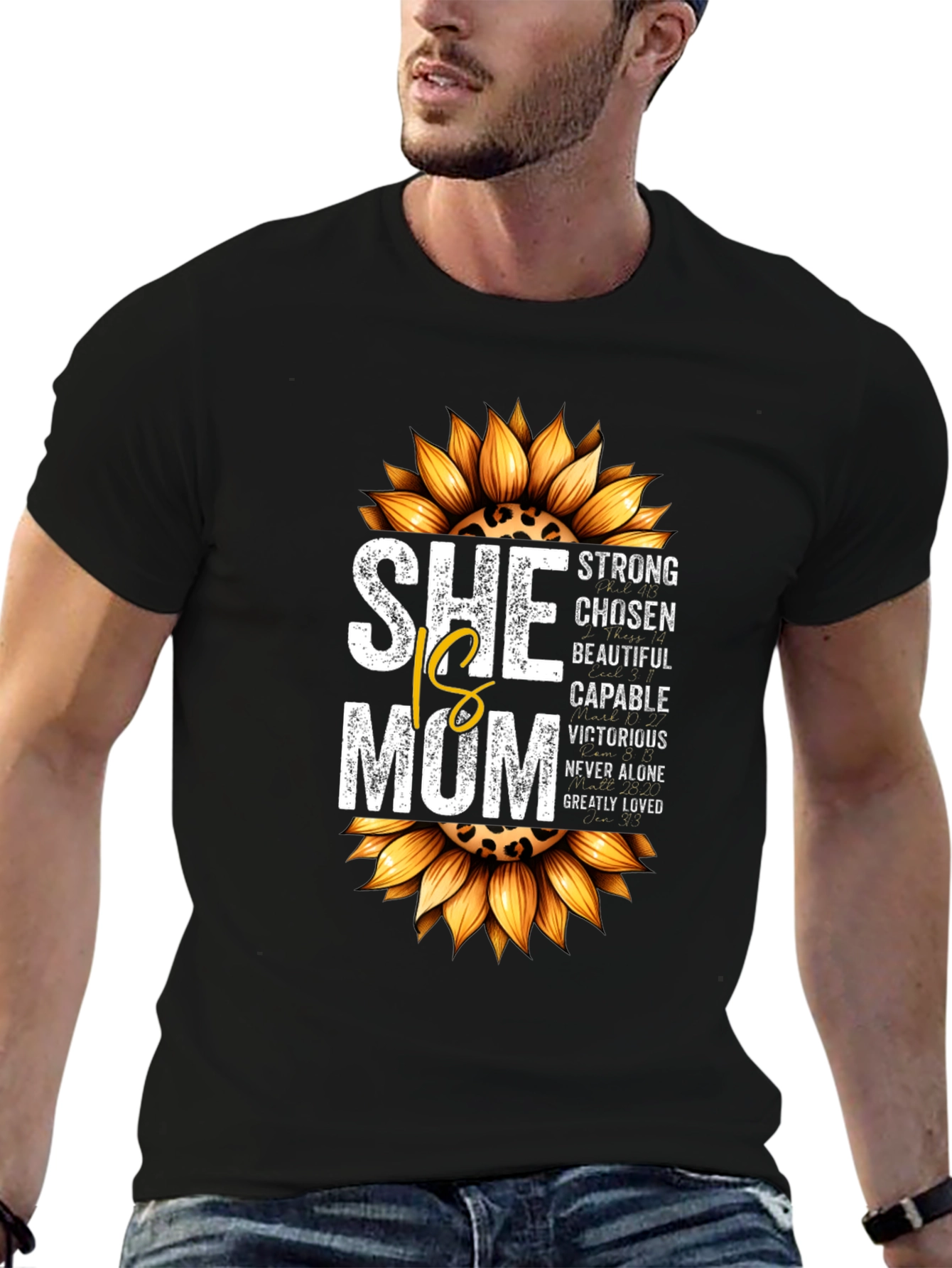 She is Mom Sunflower Graphic T-Shirt