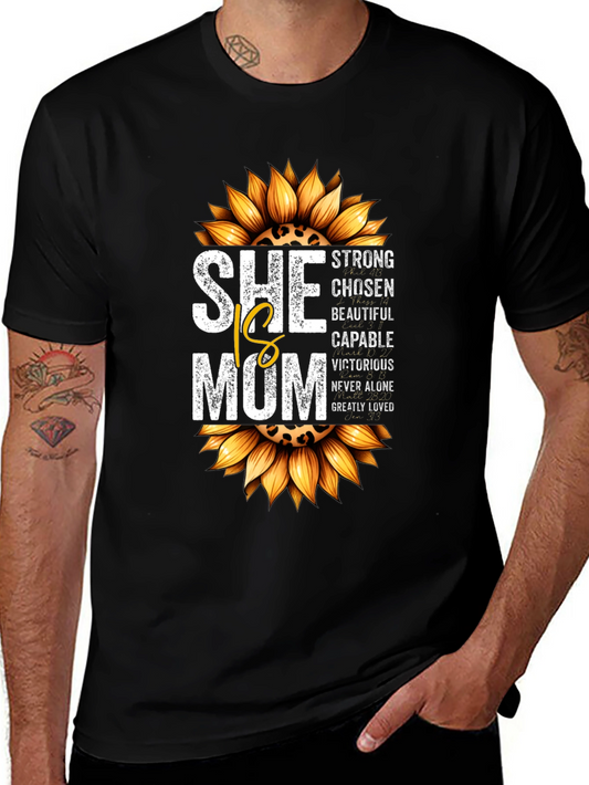 She is Mom Sunflower Graphic T-Shirt