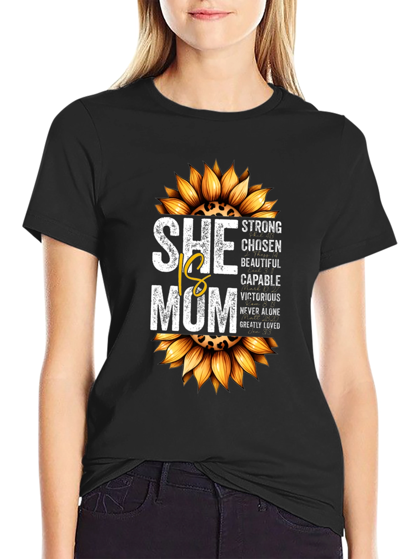 She is Mom Sunflower Graphic T-Shirt