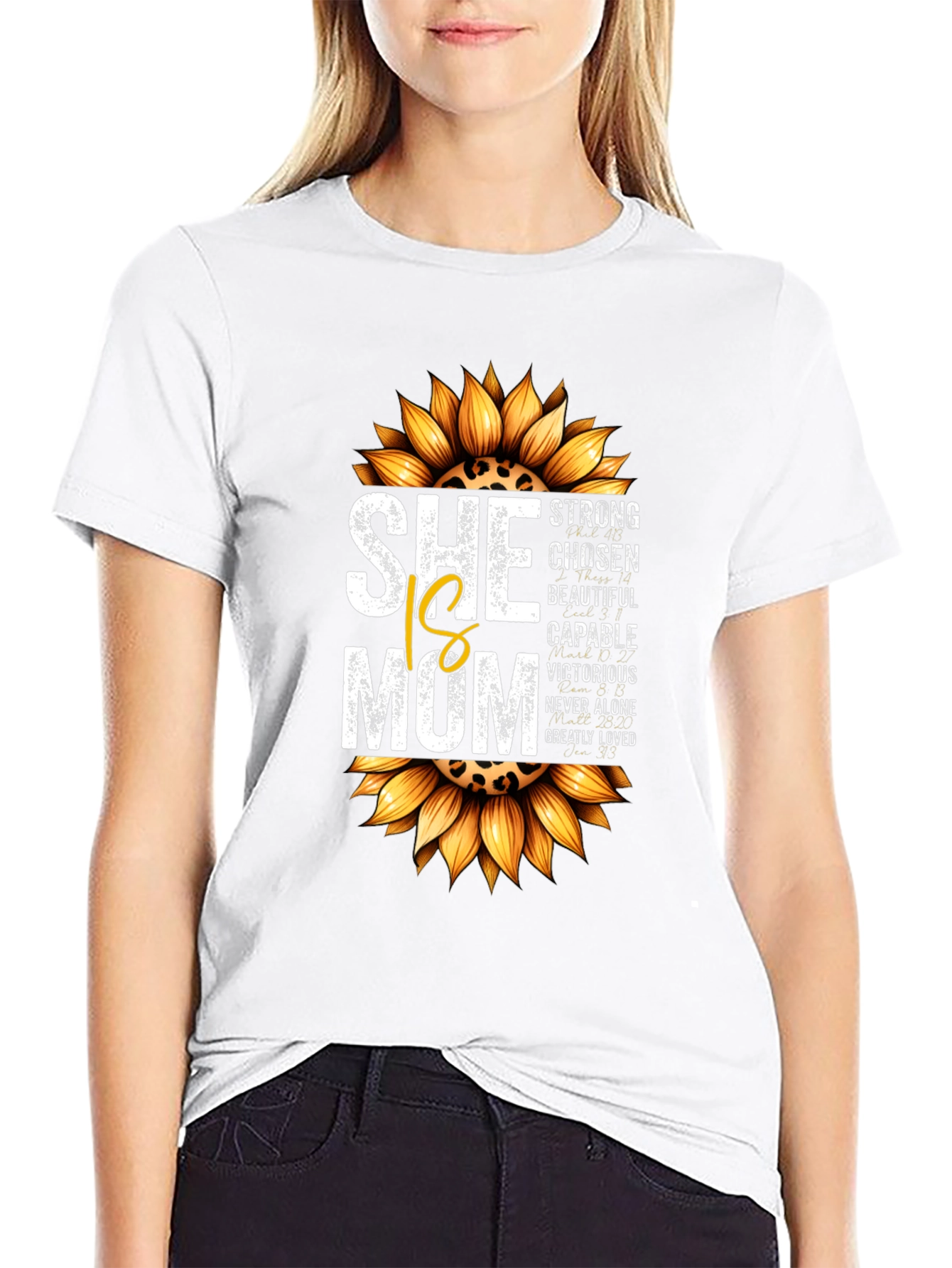 She is Mom Sunflower Graphic T-Shirt