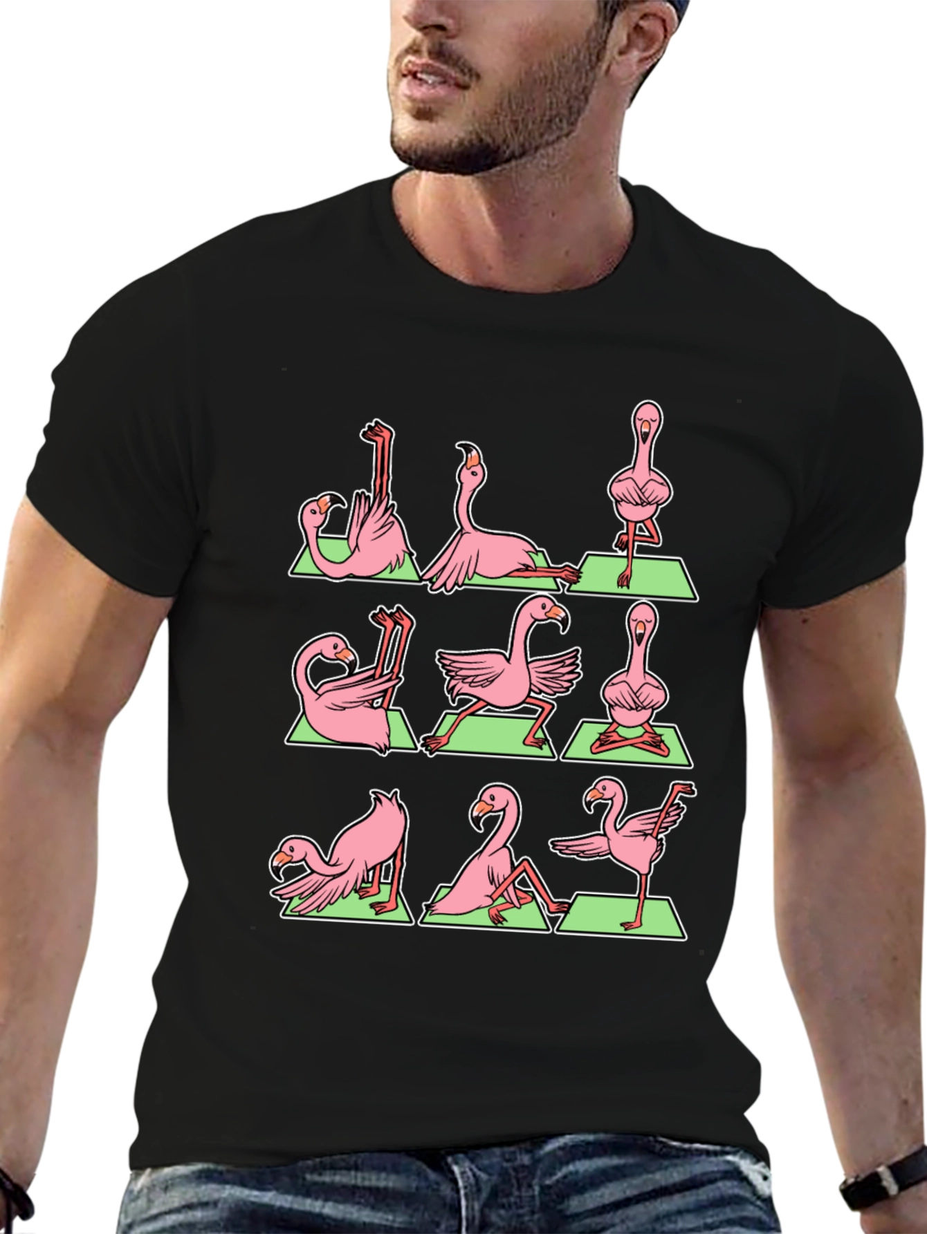 Yoga Flamingo T-Shirt - Black Graphic Tee