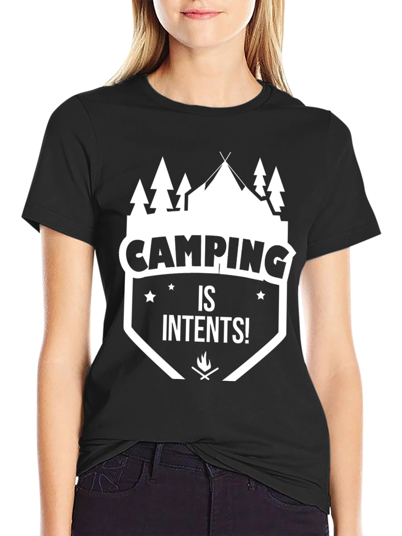 Camping is Intents! Graphic Tee - Black