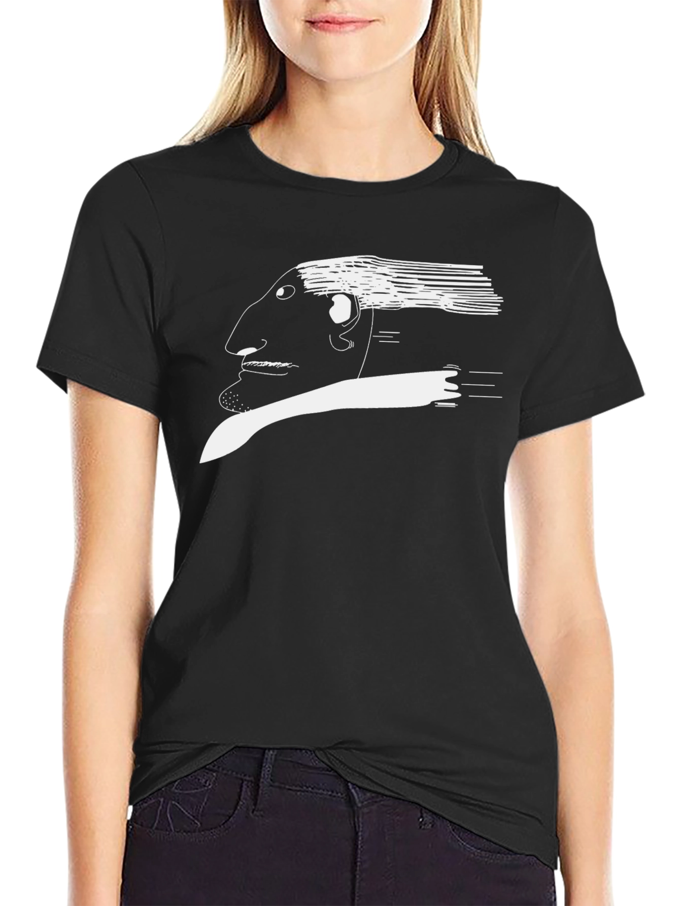 Abstract Face Graphic T-Shirt - Black
