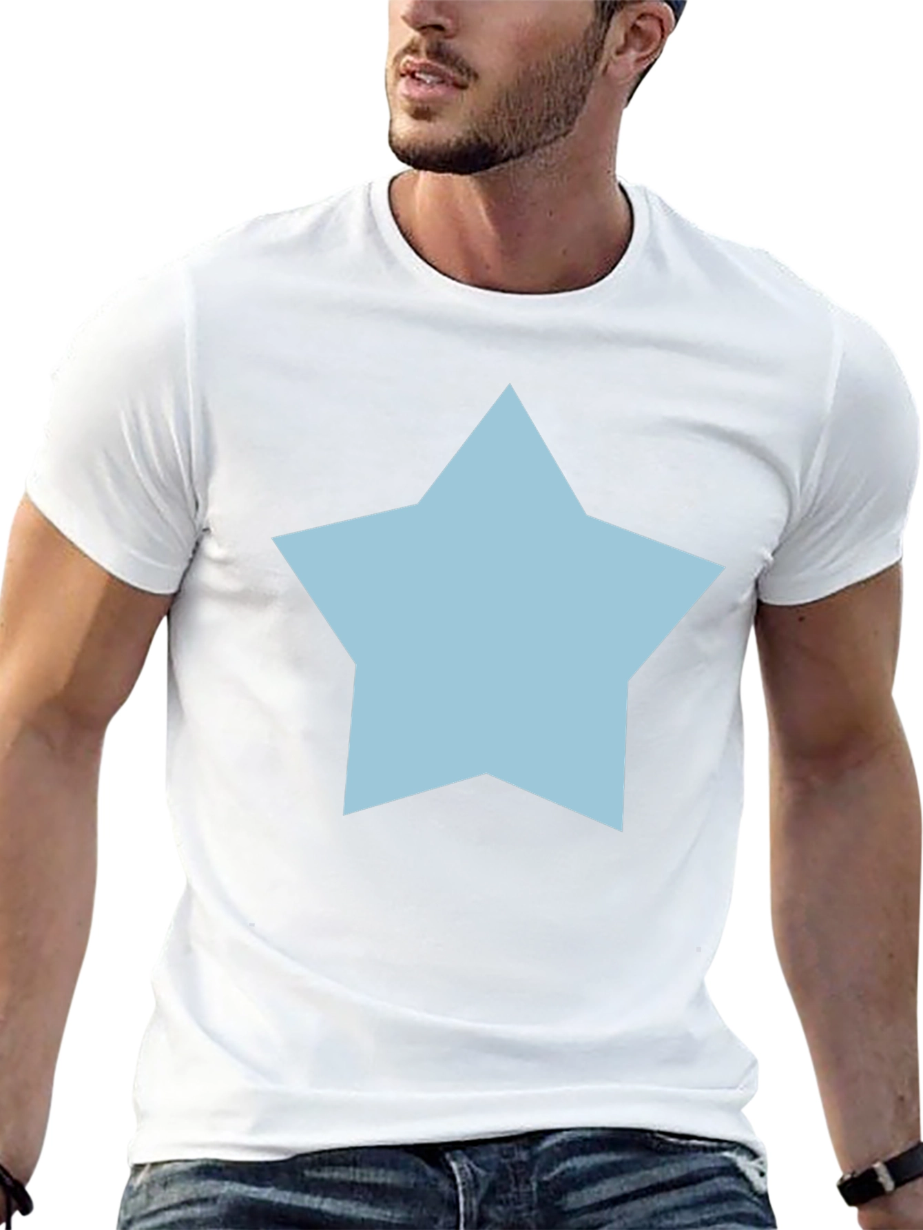 Star Graphic Tee - Casual Black Cotton T-Shirt